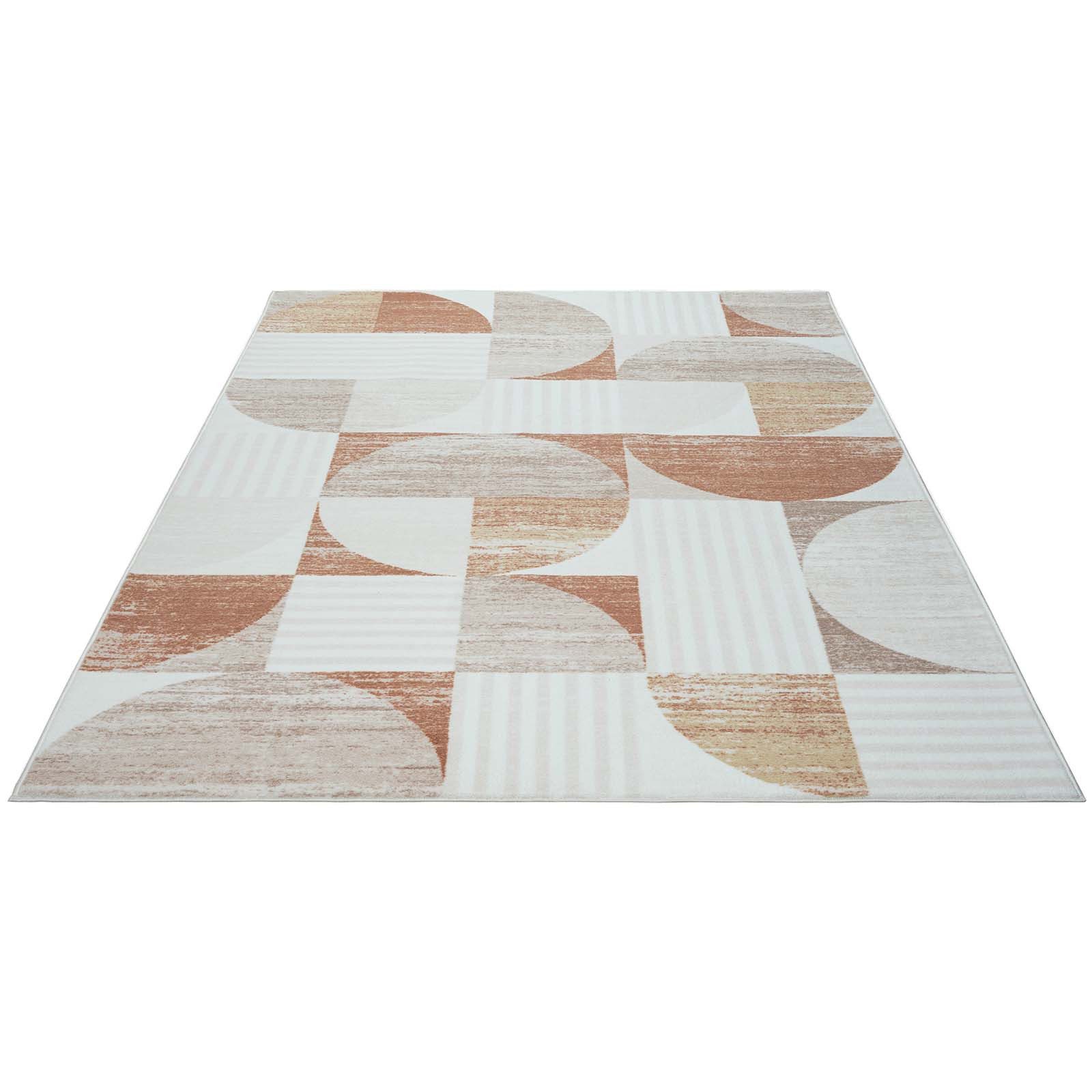 TaraCarpet Teppich Kurzflorteppich TaraCarpet Empire Retromuster absolut Modern fürs, rechteckig, Höhe: 14 mm, Retro Design in modernen Wohnfarben terracotta