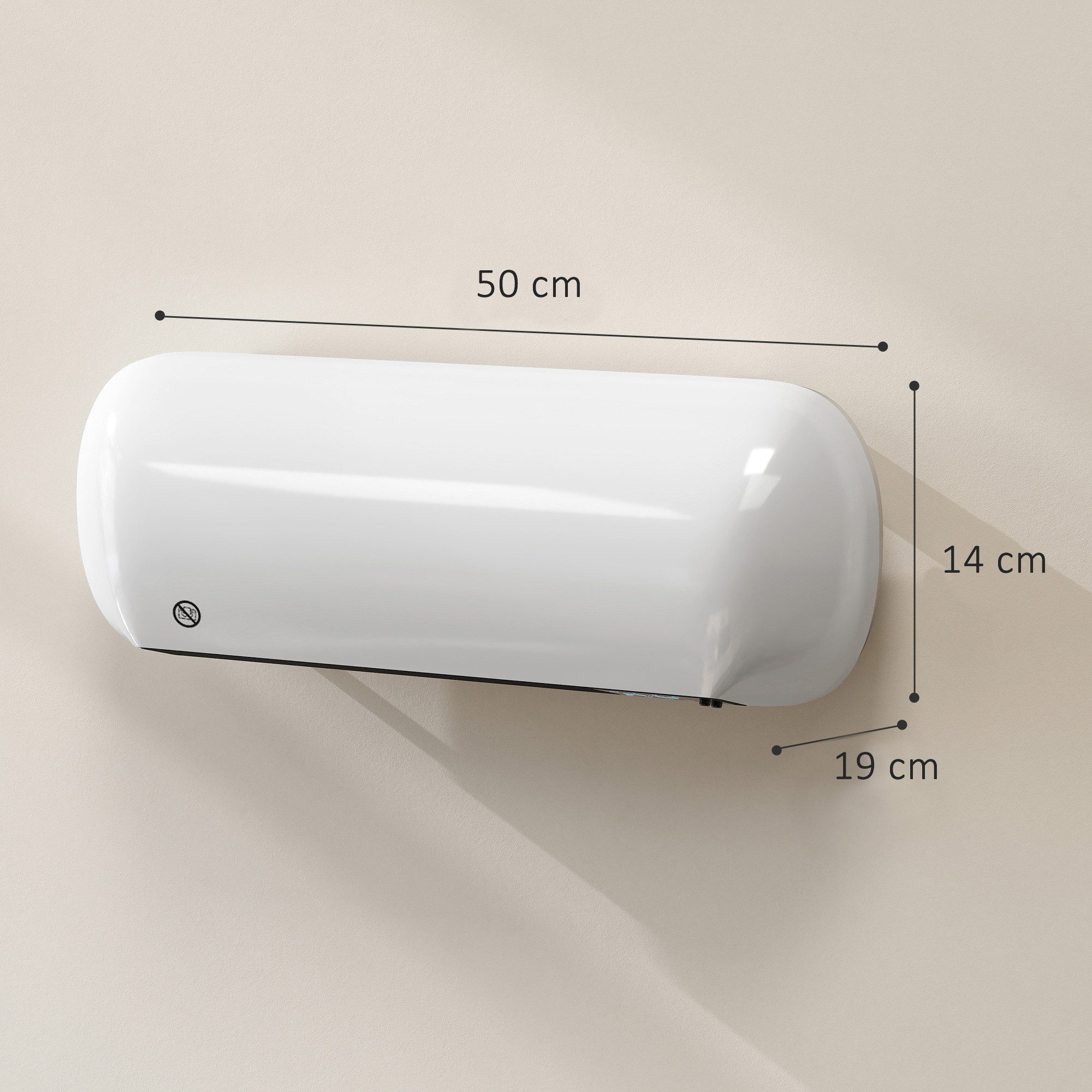 HOMCOM Heizlüfter Keramik-Wandheizgerät mit Ventilator, 2000 W, Fenster-offen-Erkennung, Wochenprogramm
