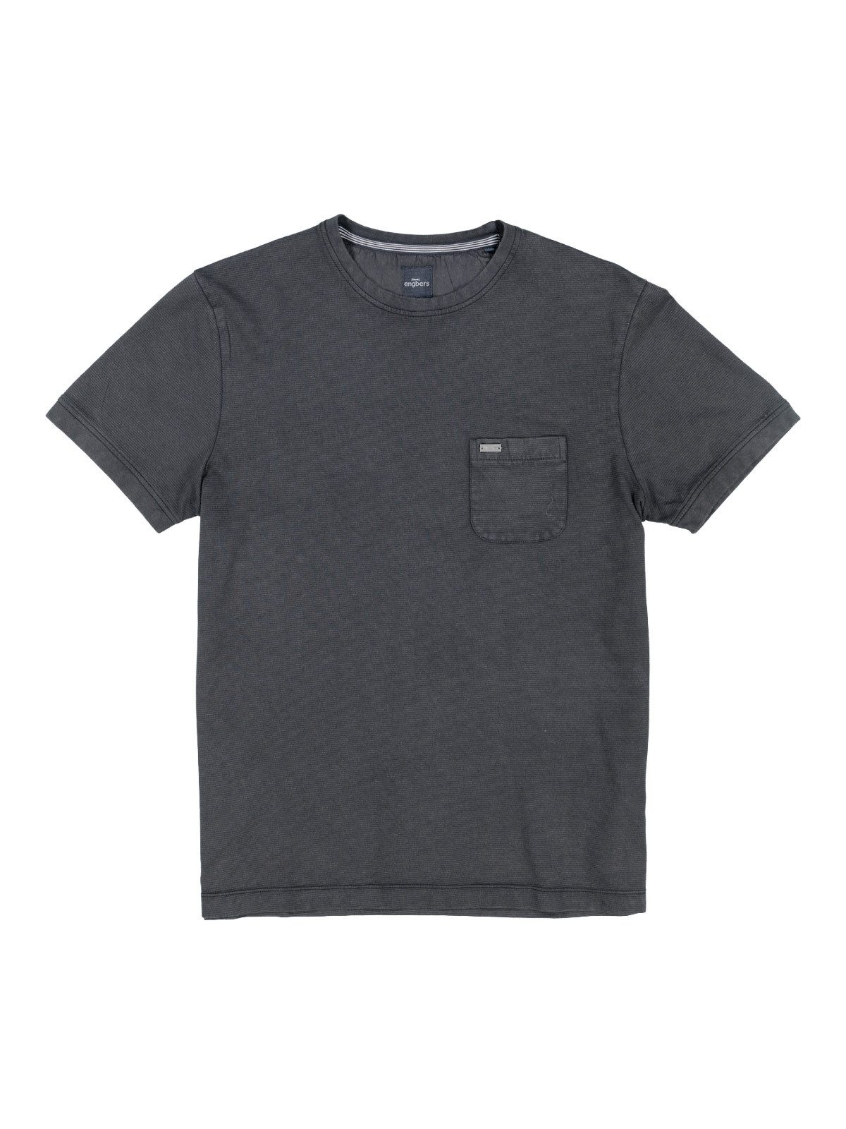 T-Shirt Herren Rundhals T-Shirt mit Brusttasche, Schwarz