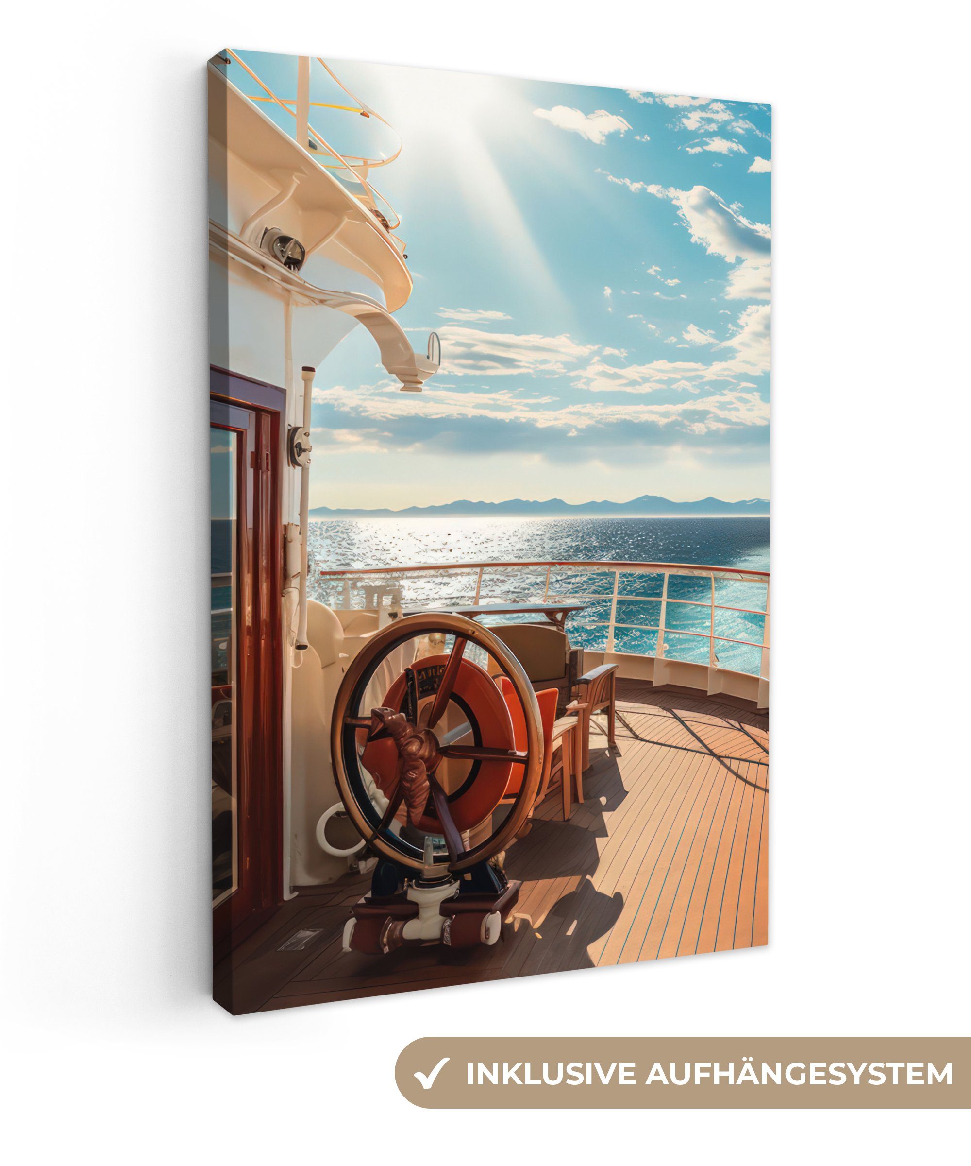 OneMillionCanvasses® Leinwandbild Boot - Wasser - Meer - Segeln - Sonne - Maritim, Fotodruck (1 St), Leinwand Canvas Wandbild, Wanddekoration 20x30 cm