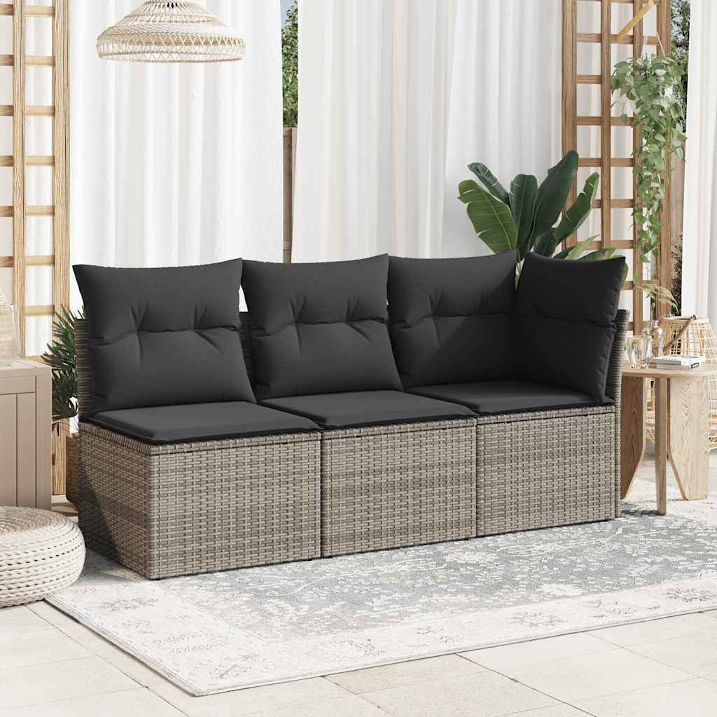 vidaXL Loungesofa Garten-Ecksofa mit Kissen Grau Poly Rattan, 1 Teile