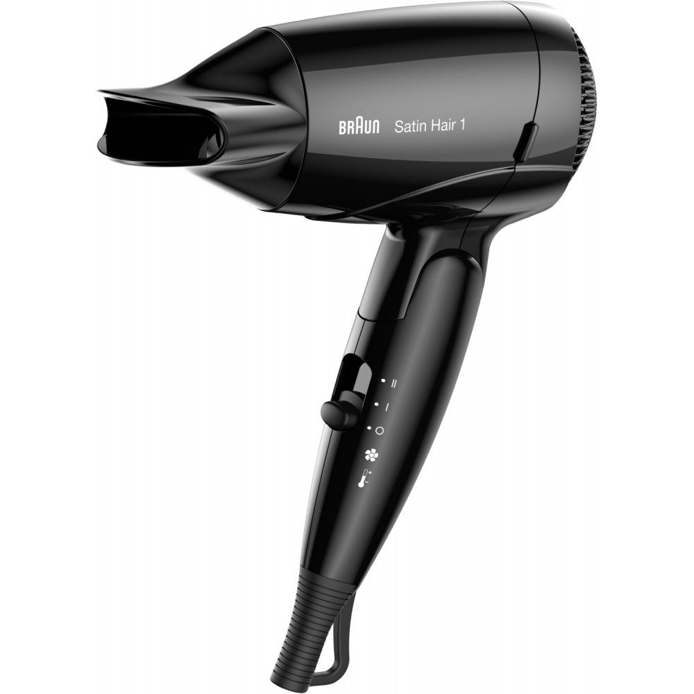 Braun Haartrockner Braun HD130 Satin Hair 1 Haartrockner schwarz., 2 Heiz- und Gebläsestufen