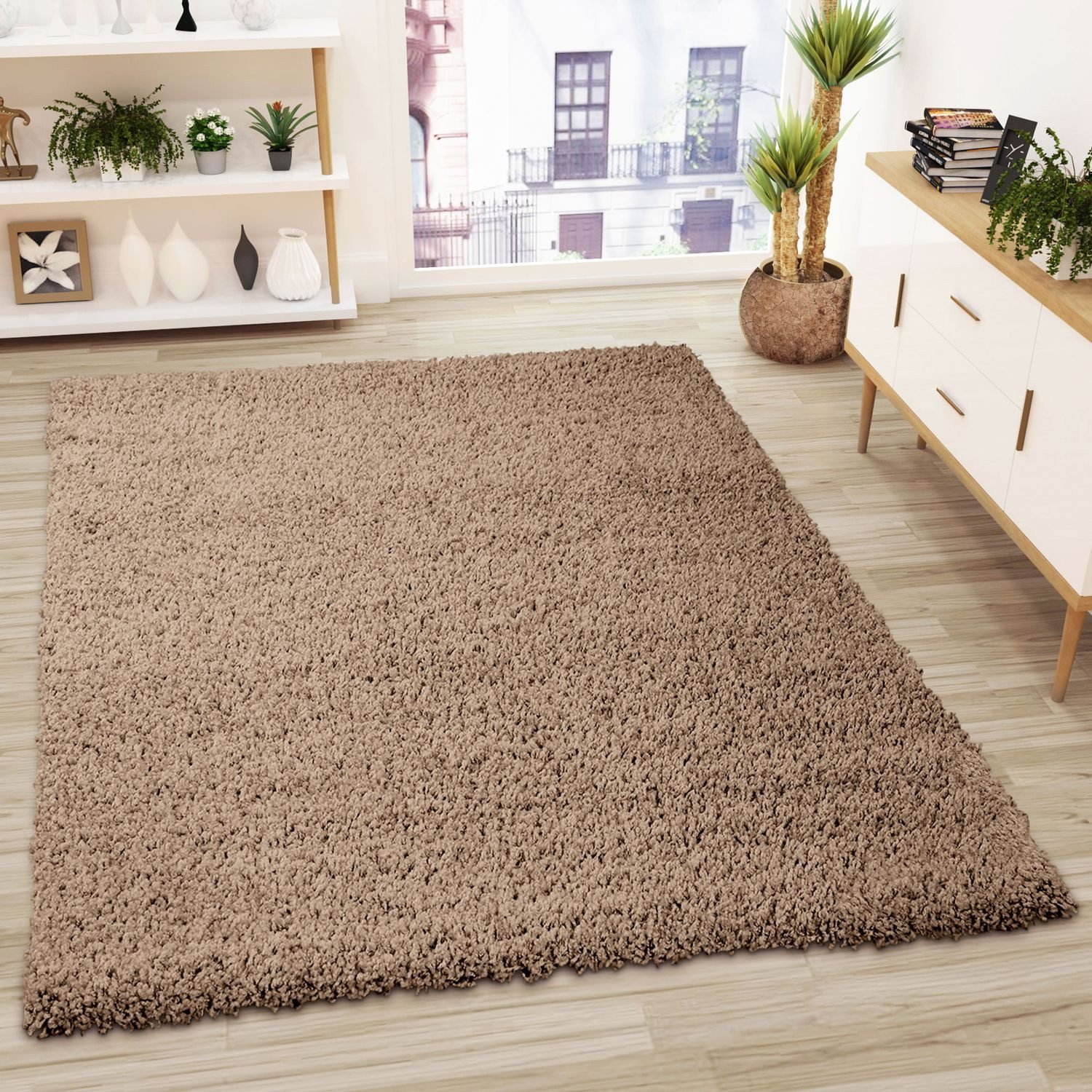 Vimoda Hochflor-Läufer Shaggy, Hochflor Teppich in 13 Uni Farben, Runde Teppiche, Rund, Höhe: 25 mm, teppichläufer flur, Teppich Wohnzimmer, teppich schlafzimmer