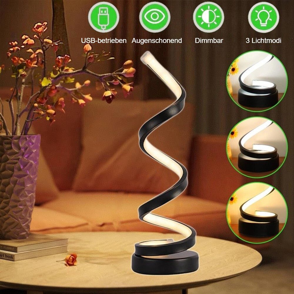 Toomoke LED Tischleuchte LED Tischlampe Modern Nachttischlampe,Nachtlicht mit 3 Farbtemperatur, Dimmbare, Warmem Licht 3000 K, Weißem Licht 6000 K, Natürlichem Licht 4500 K, 12W Schwarz Tischlampe mit Metallsockel