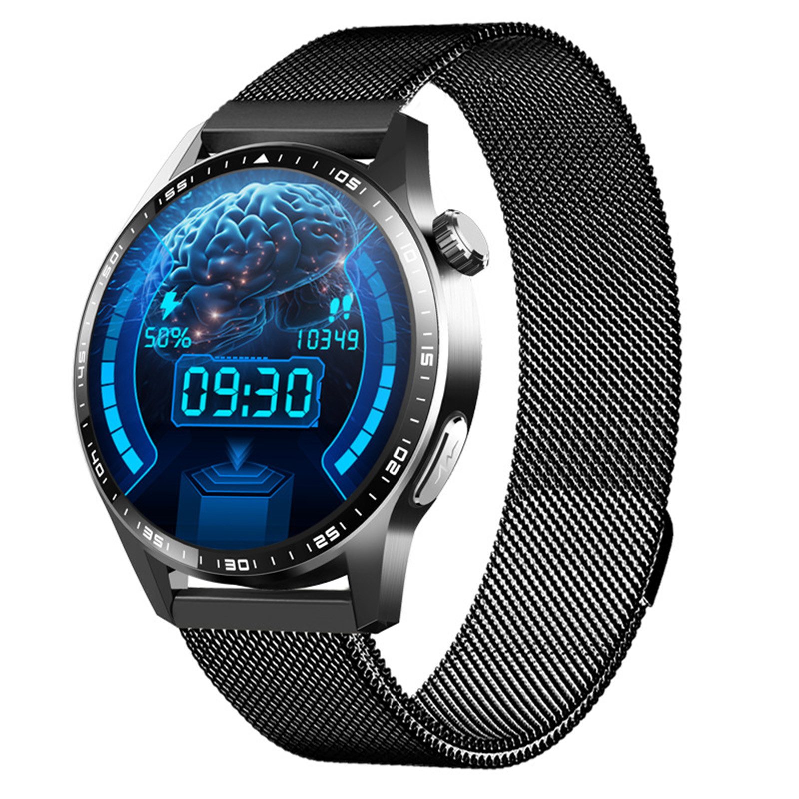 MOPUEA Wasserdichte Smartwatch mit vollem Touchscreen Smartwatch Smartwatch Smartwatch / Fitness Uhr mit Bluetooth Call, Runde Fitness Smartwatch mit 1.55" HD Touchscreen & 158 Modi, Bluetooth Call, 158 Sportmodi, Herzfrequenz, IP67, 7–14 Tage Akku