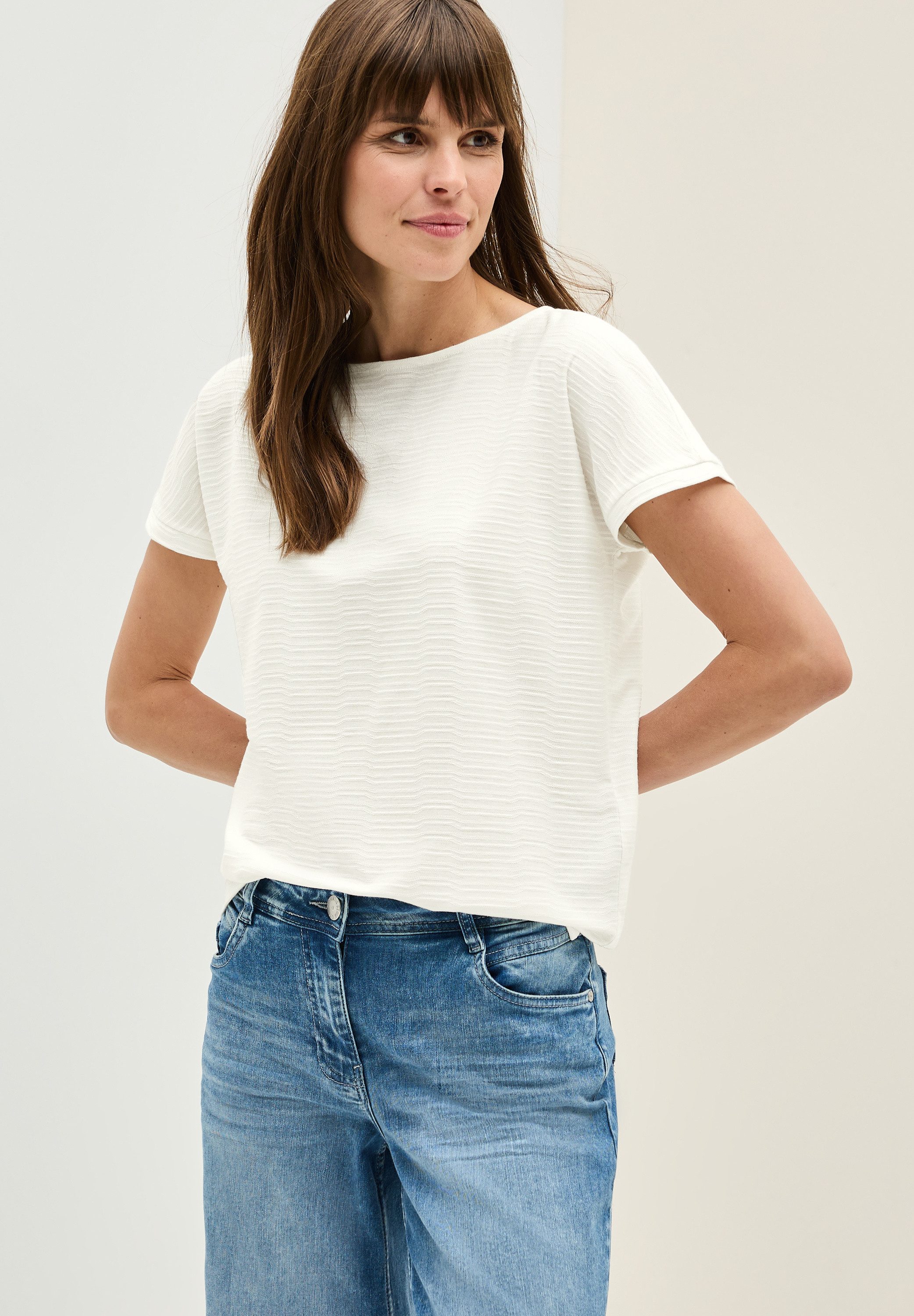 Cecil T-Shirt, aus elastischem Materialmix günstig online kaufen