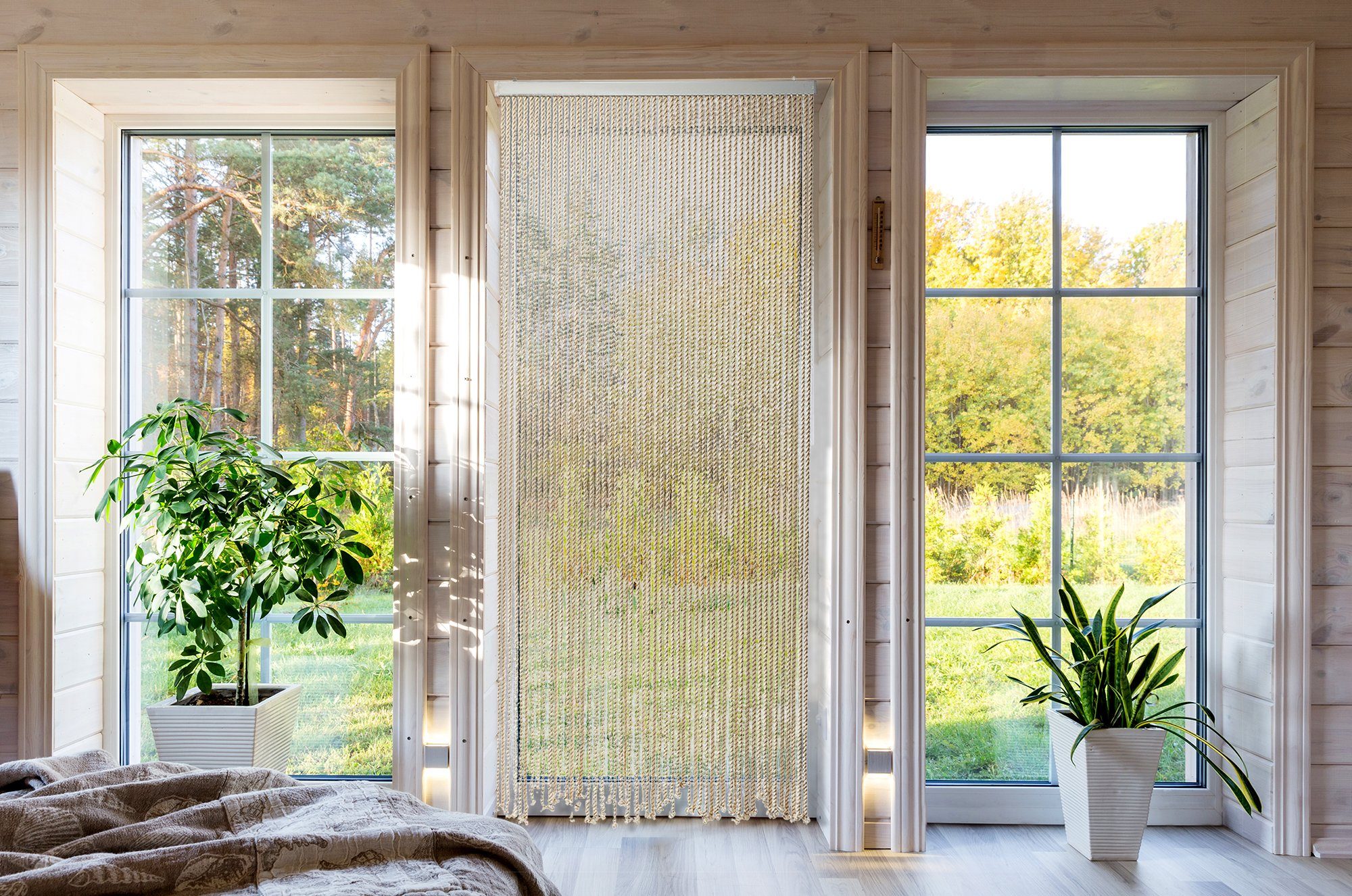 Kobolo Türvorhang Seilvorhang Vorhang MARITIM 54 Stränge beige (1 St), Ösen, halbtransparent, abweisend gegen Insekten – Bild 5 von 5