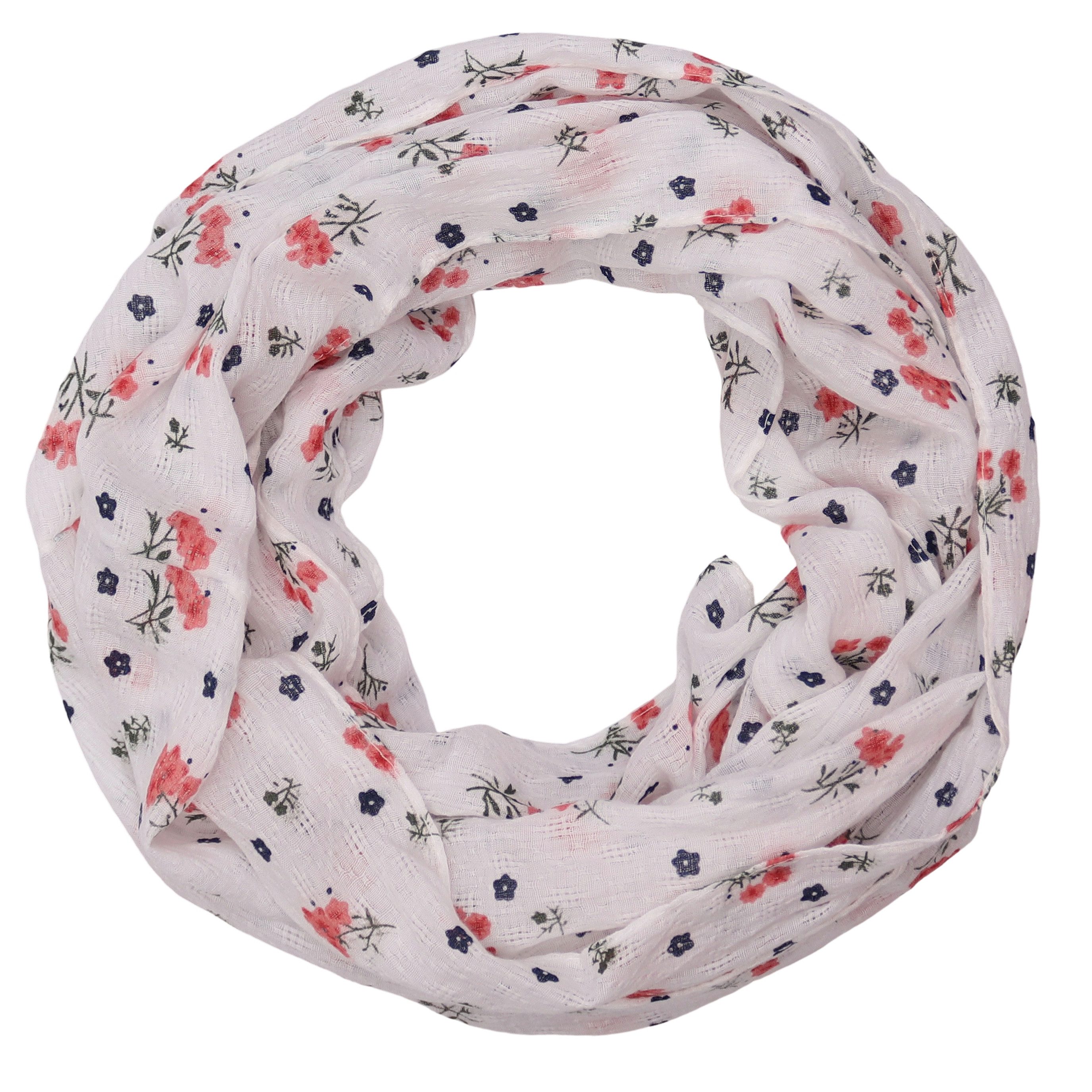 MIRROSI Loop Damen Schal mit Blumen-Muster Weich aus 100% Baumwolle Schlauchschal, (ca. 160x44cm Zweimal um den Hals wickelbar)