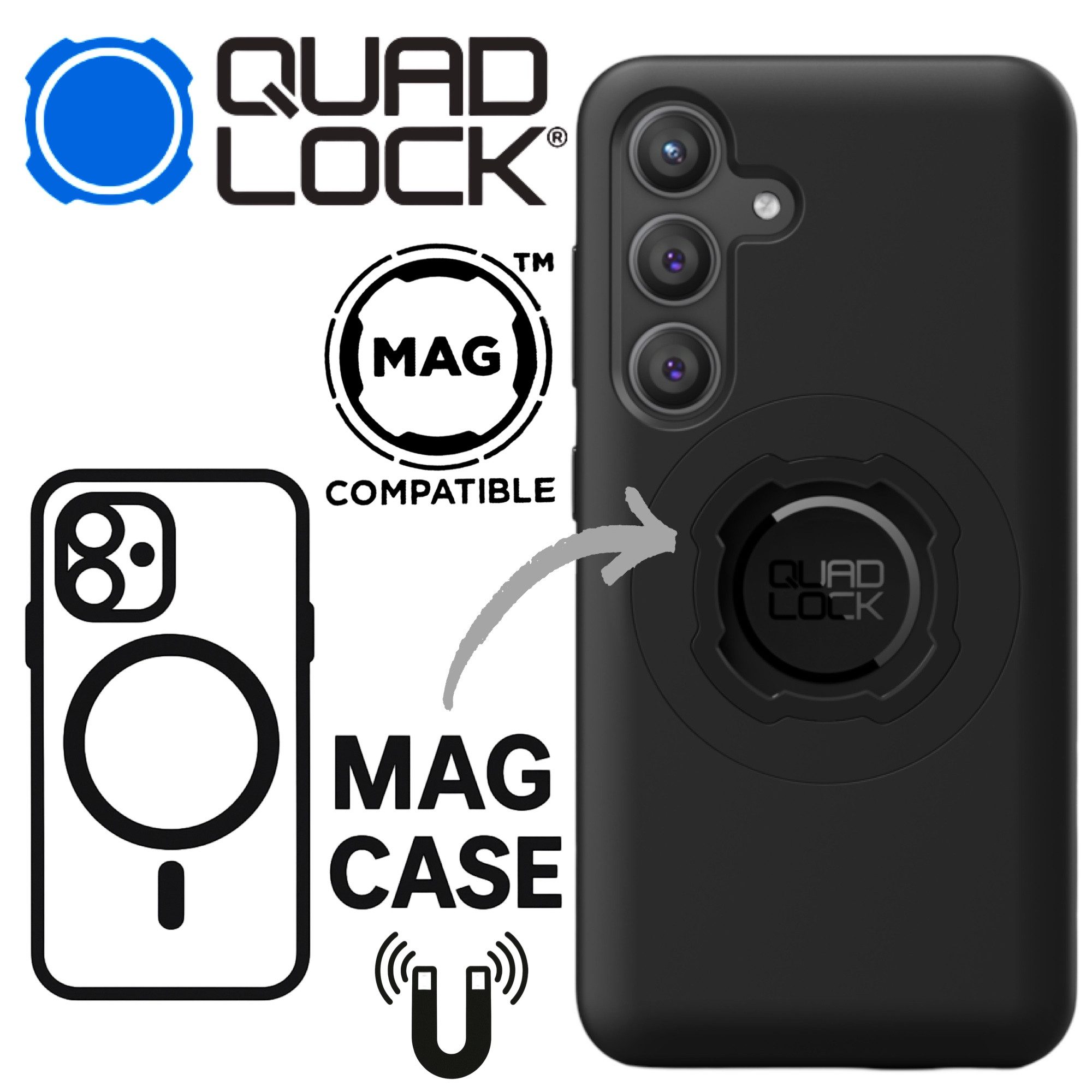 Quad Lock Handy-Halterung QUAD LOCK MAG Case Handy Schutz Hülle Halter passend für Galaxy S24