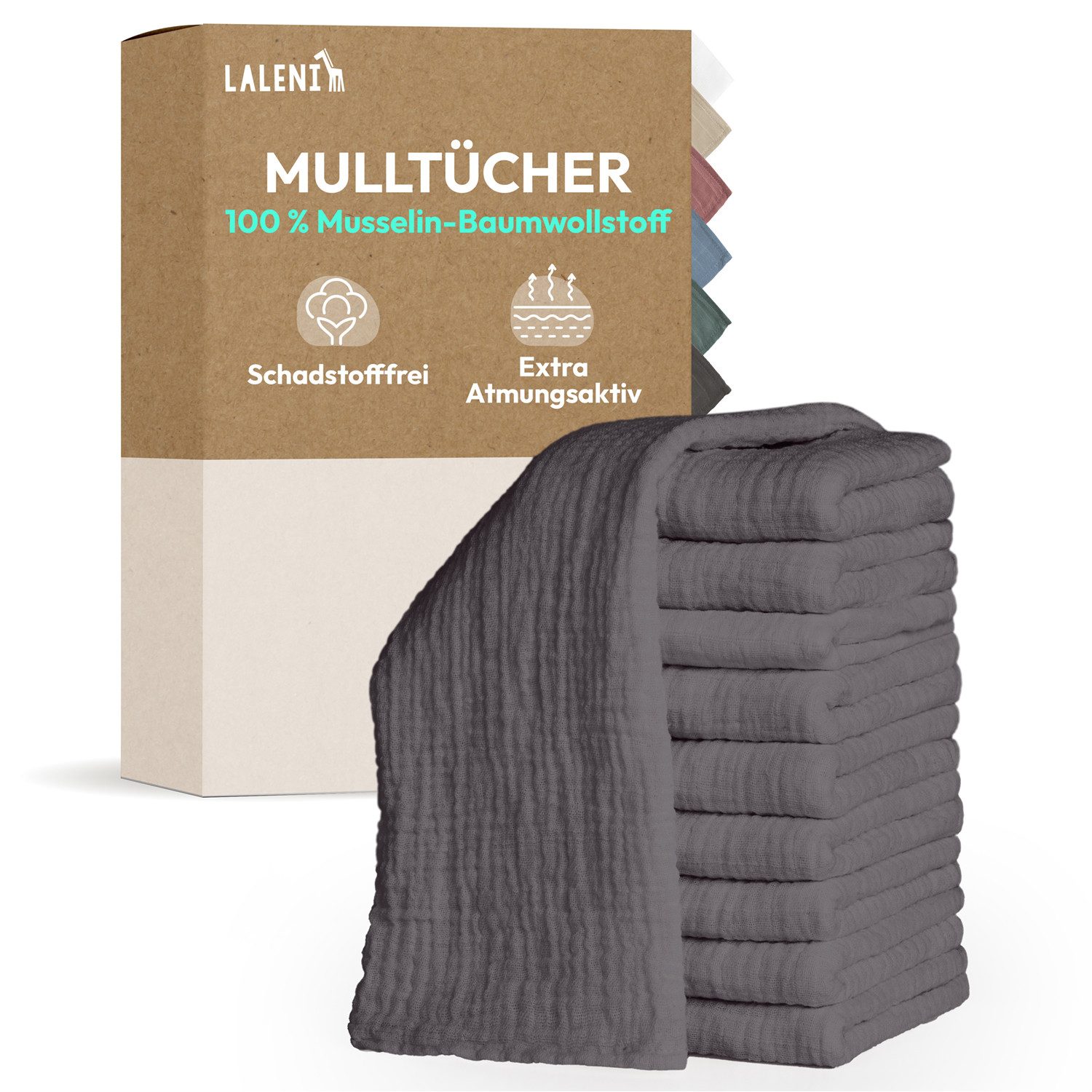 Laleni Spucktuch Spucktücher Baby aus Reiner Baumwolle in 70x70, (10-tlg), OEKO-TEX Zertifizierte Mulltücher