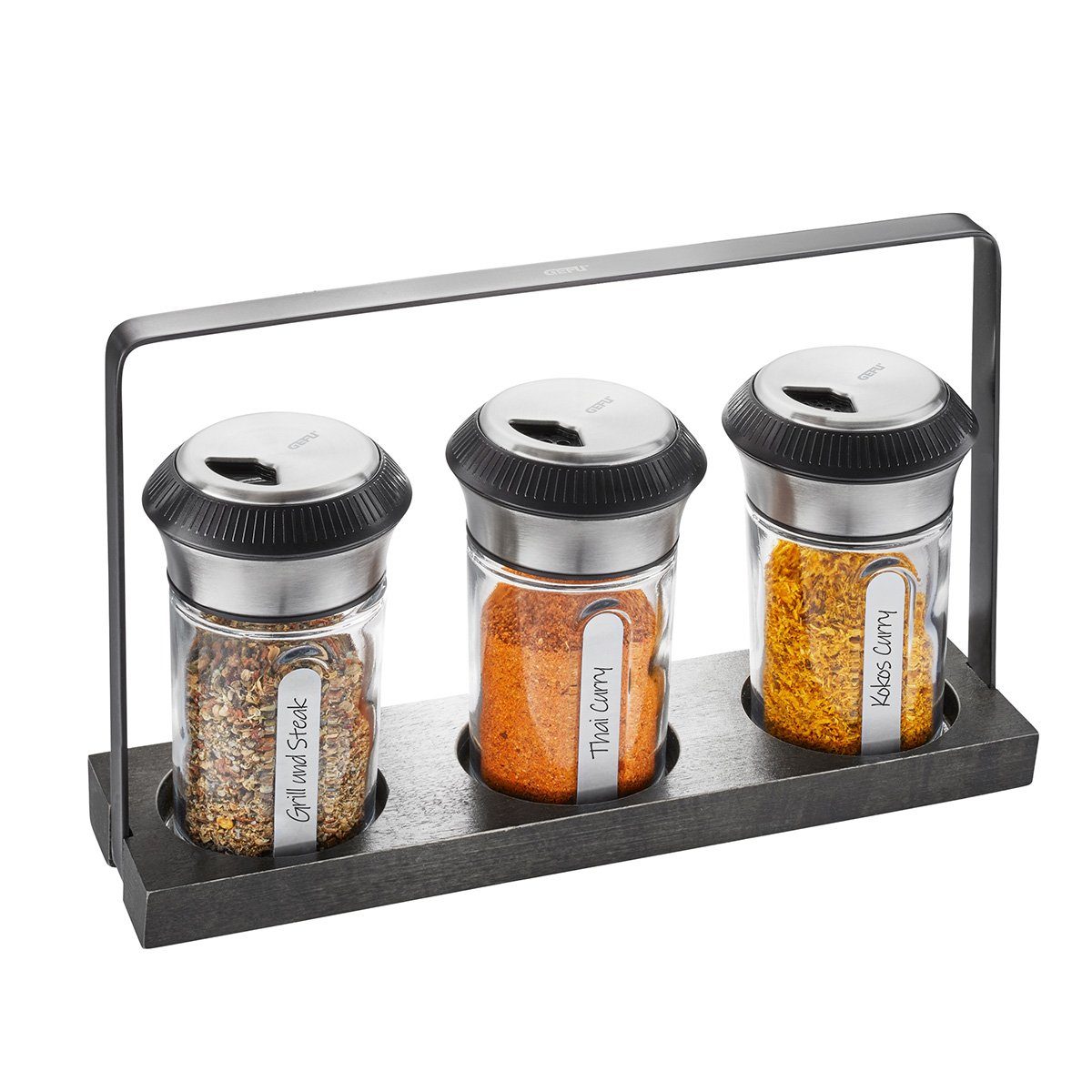 GEFU Gewürzmühle Gewürzstreuer 4tlg Set X-PLOSION® 3 Gewürz Streuer