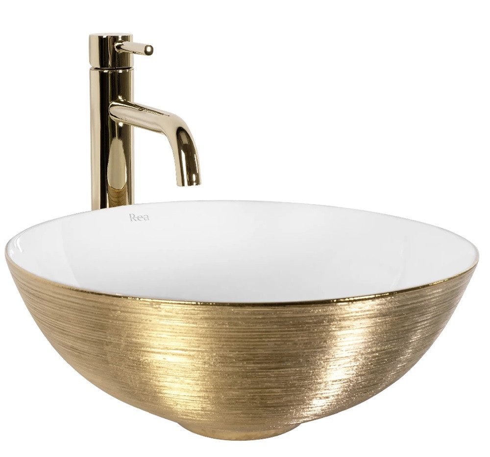wohnwerk.idee Aufsatzwaschbecken Waschbecken Brushed Gold Gebürstet günstig online kaufen
