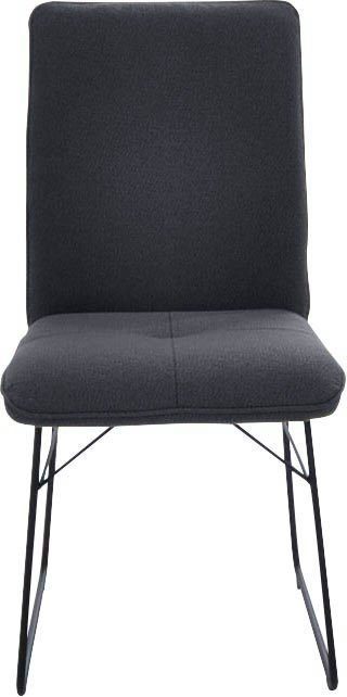 K+W Komfort & Wohnen Kufenstuhl (1 St), Drahtgestell in Metall schwarz, Griff am Rücken, Steppung im Sitz grau