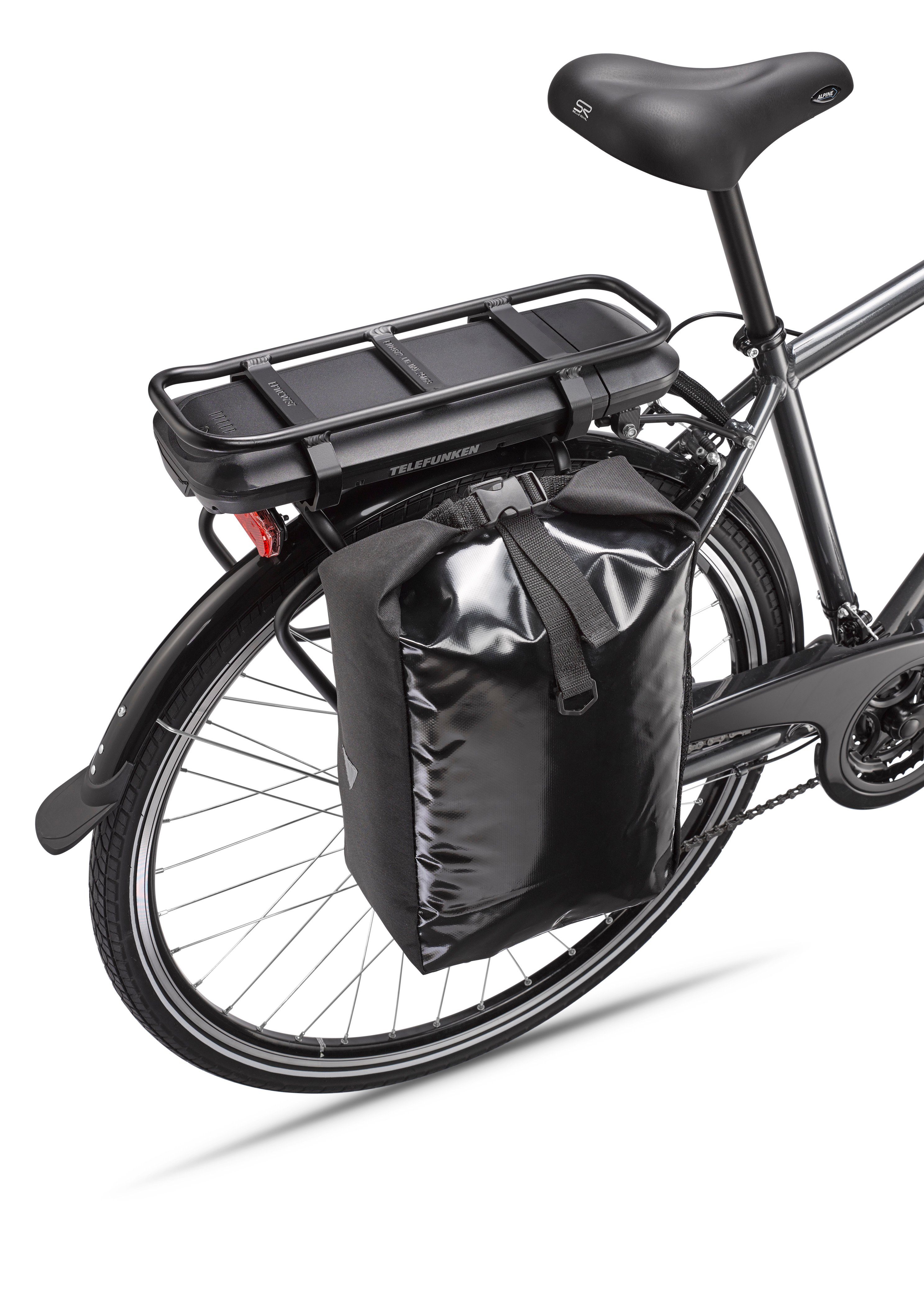 374,4 21 Akku, Expedition Telefunken Shimano, Gang E-Bike Wh XT481, Fahrradtasche mit Heckmotor,