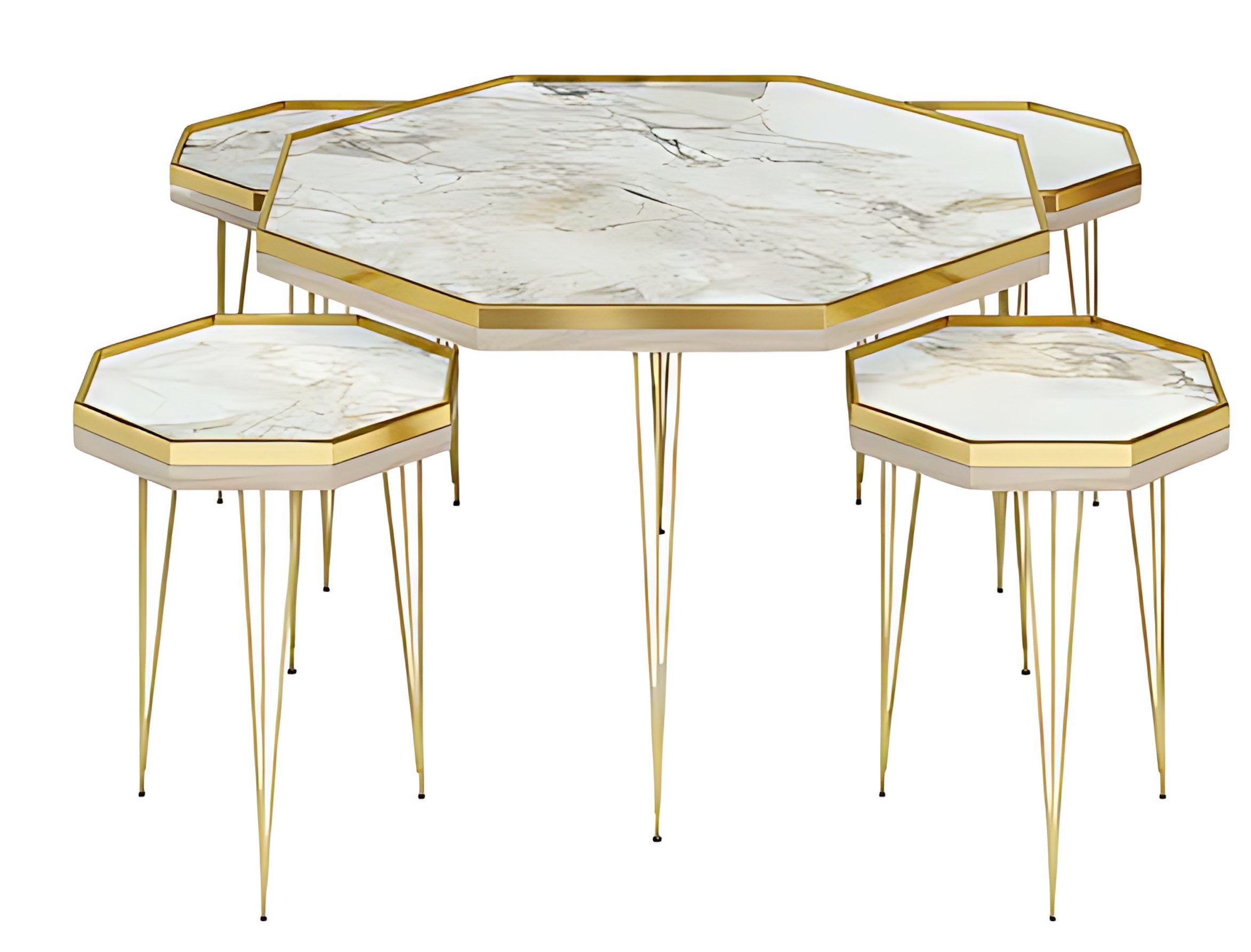 Xlmoebel Couchtisch XLMOEBEL Couchtisch Set aus Holz mit eleganter weißer Oberfläche, Made in Europa