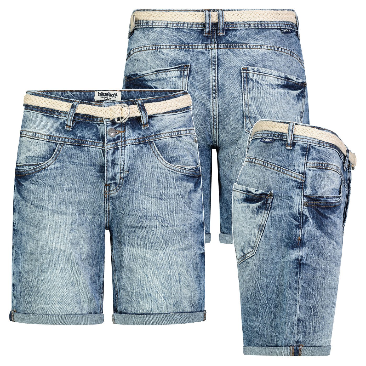 SUBLEVEL Bermudas Damen Jeans Shorts Bermuda Kurze Hose Short Denim 5- Pocket Sommer