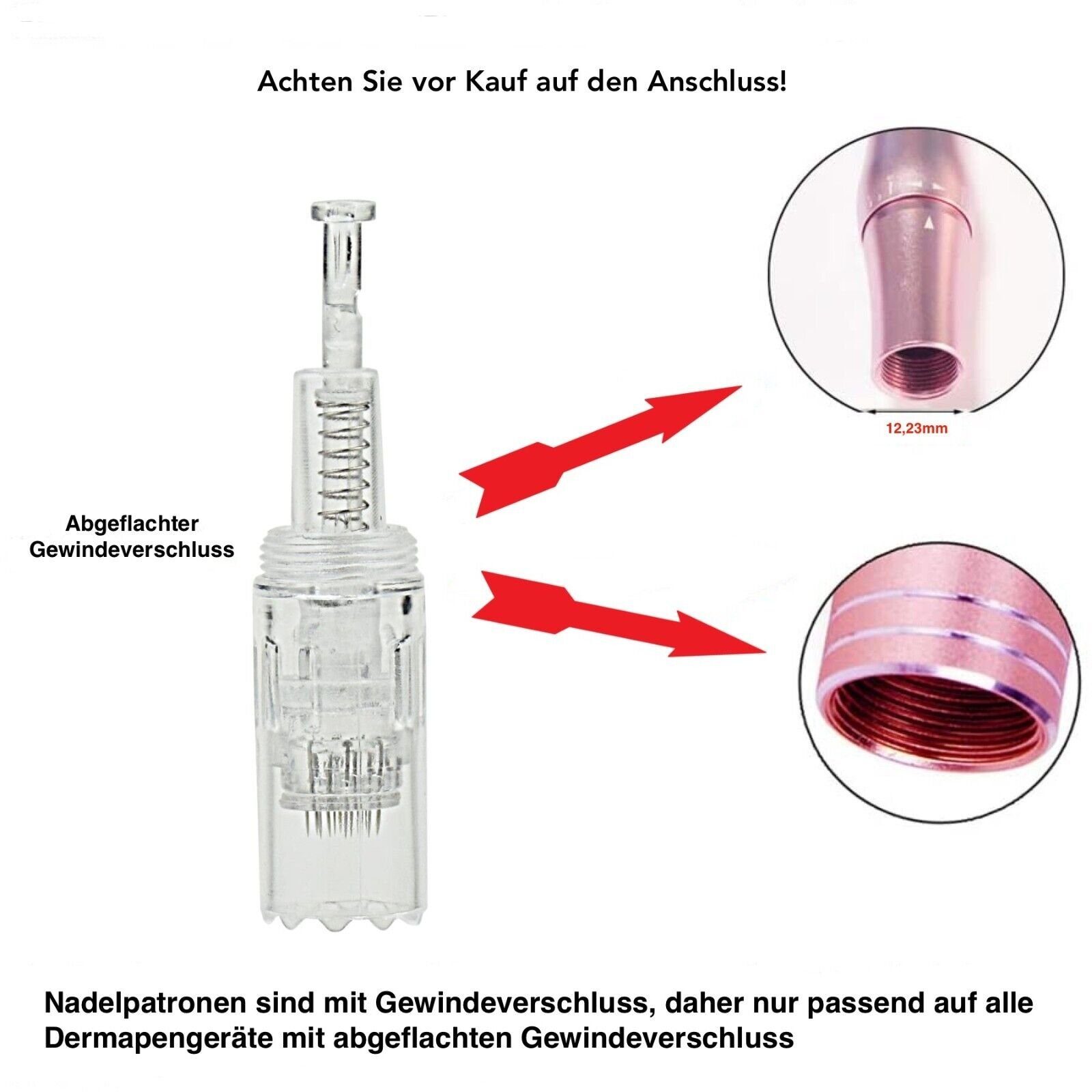 Dermaroller Microneedling Ersatzköpfe für TBPHP Dermapen Geräte mit Gewinde