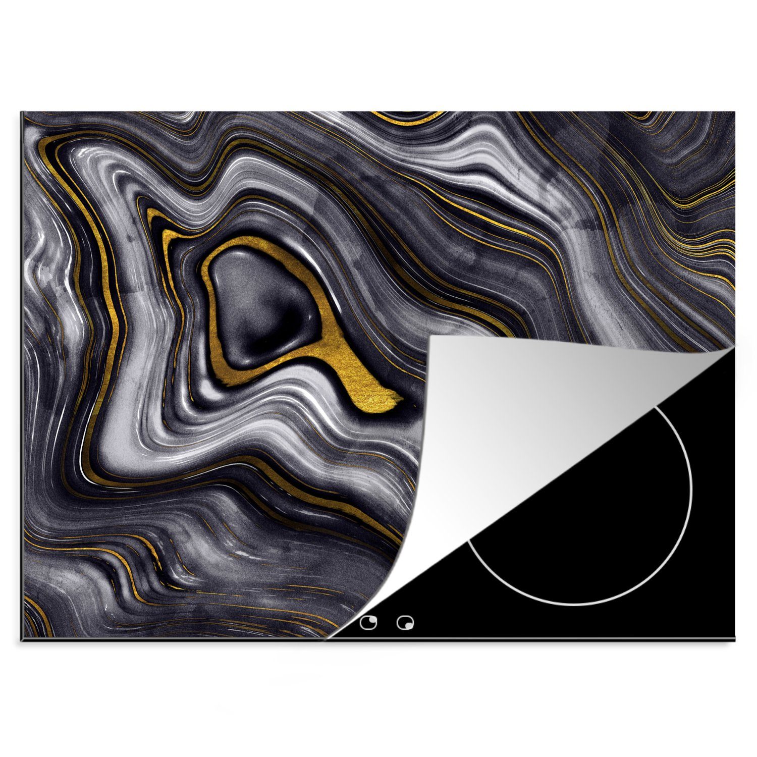 MuchoWow Herdblende-/Abdeckplatte Steine - Achat - Geode - Marmor, Vinyl, (1 tlg), 59x51 cm, Induktionsschutz, Induktionskochfeld, Ceranfeldabdeckung