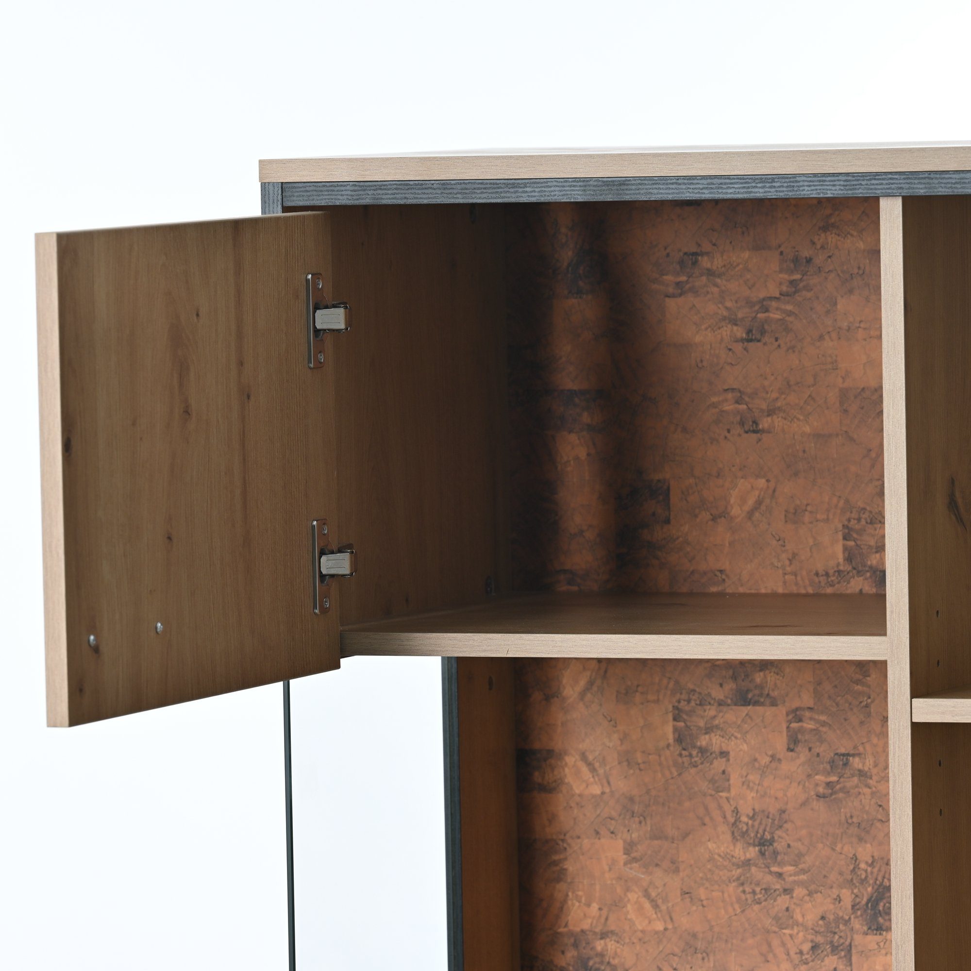 Standvitrine (mit LED-Beleuchtung, 3 Türen und Glasablage) Vitrinenschrank mit vertstellbaren Einlegeböden, 78x40x150cm