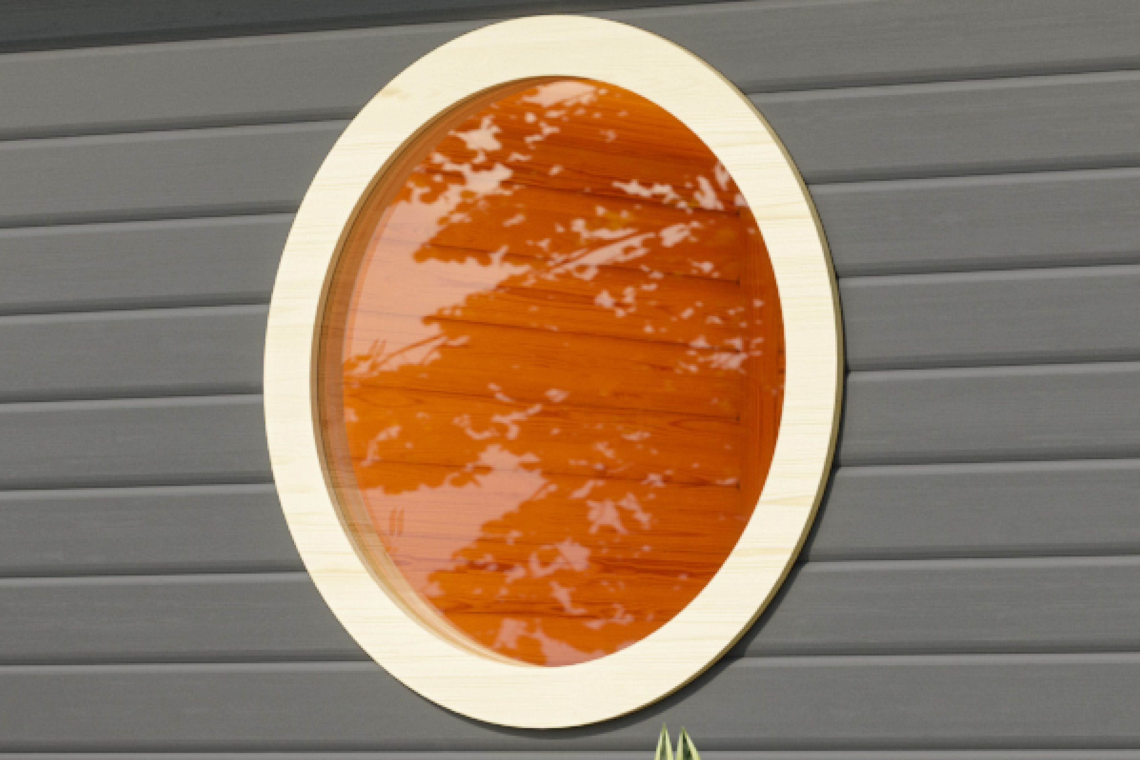 Karibu Saunafenster rund, Klarglas, für natürliches Licht im Saunainnenraum