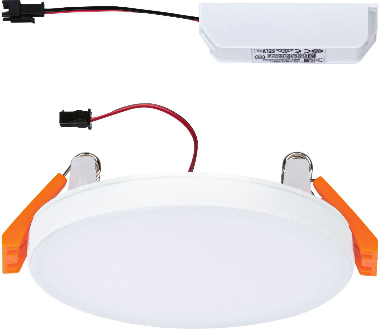 Paulmann LED Einbauleuchte LED 500lm integriert, fest Edge Einbaupanel Veluna Weiß, 90mm 90mm LED rund LED 500lm 4000K Neutralweiß, Veluna rund Einbaupanel VariFit IP44 Weiß Edge IP44 VariFit 4000K