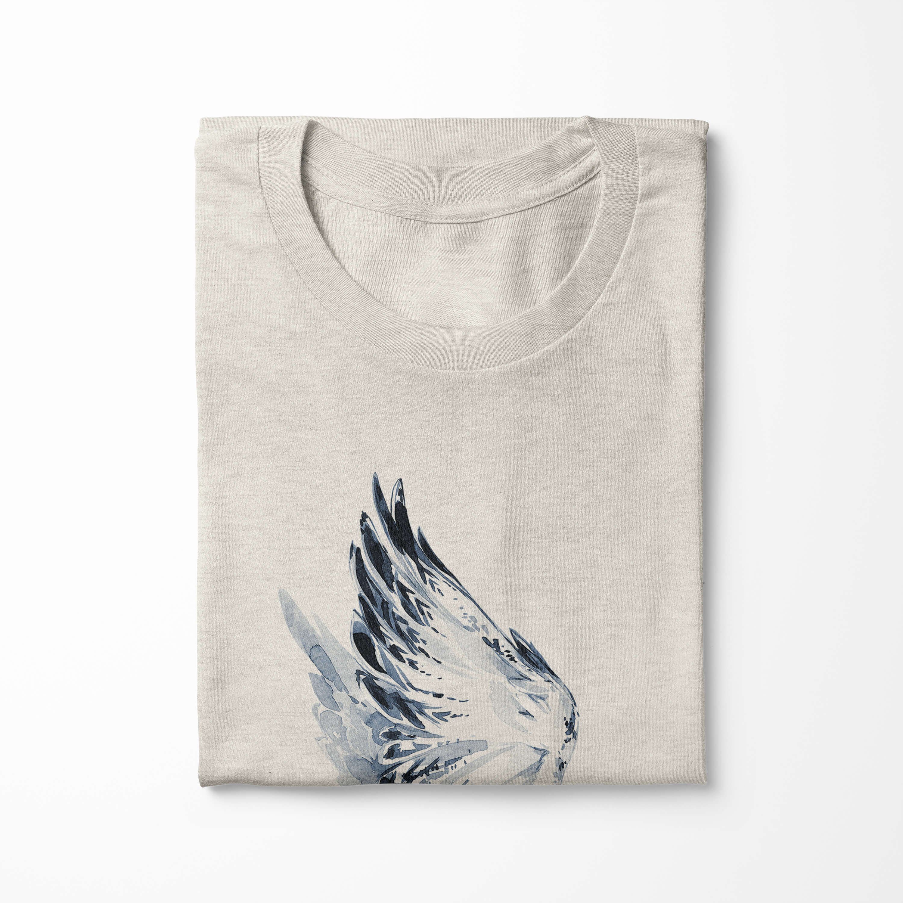 Art Ökomode Falke Organic Shirt Farbe (1-tlg) T-Shirt Herren T-Shirt Sinus Motiv Bio-Baumwolle Aquarell Nachhaltig
