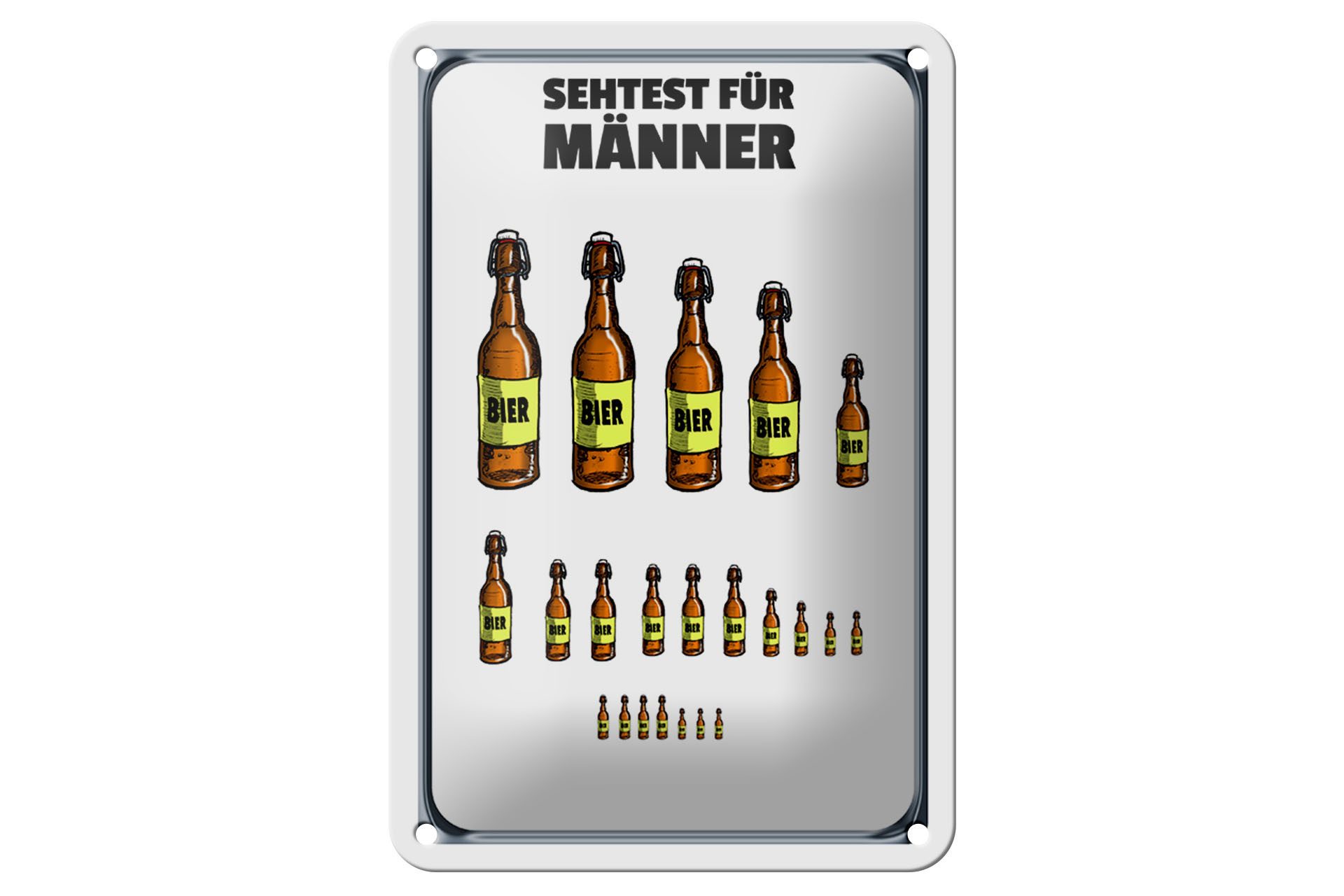 Metallschild Alkohol 12x18cm Sehtest für Männer Bierflaschen