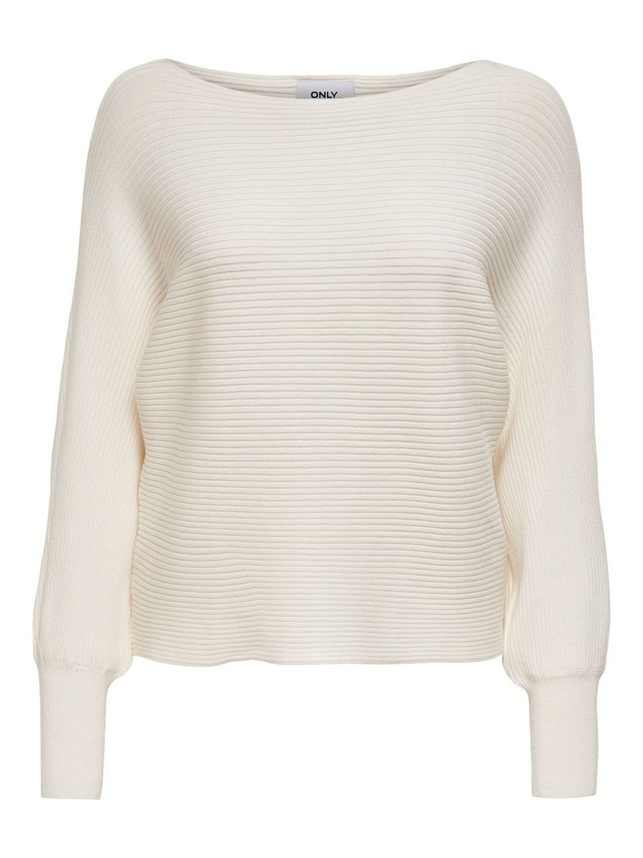 (1-tlg) Strickpullover Stretch Sweater Kurzer ONLY in Weiß ONLADALINE Langarm 4217 Strickpullover
