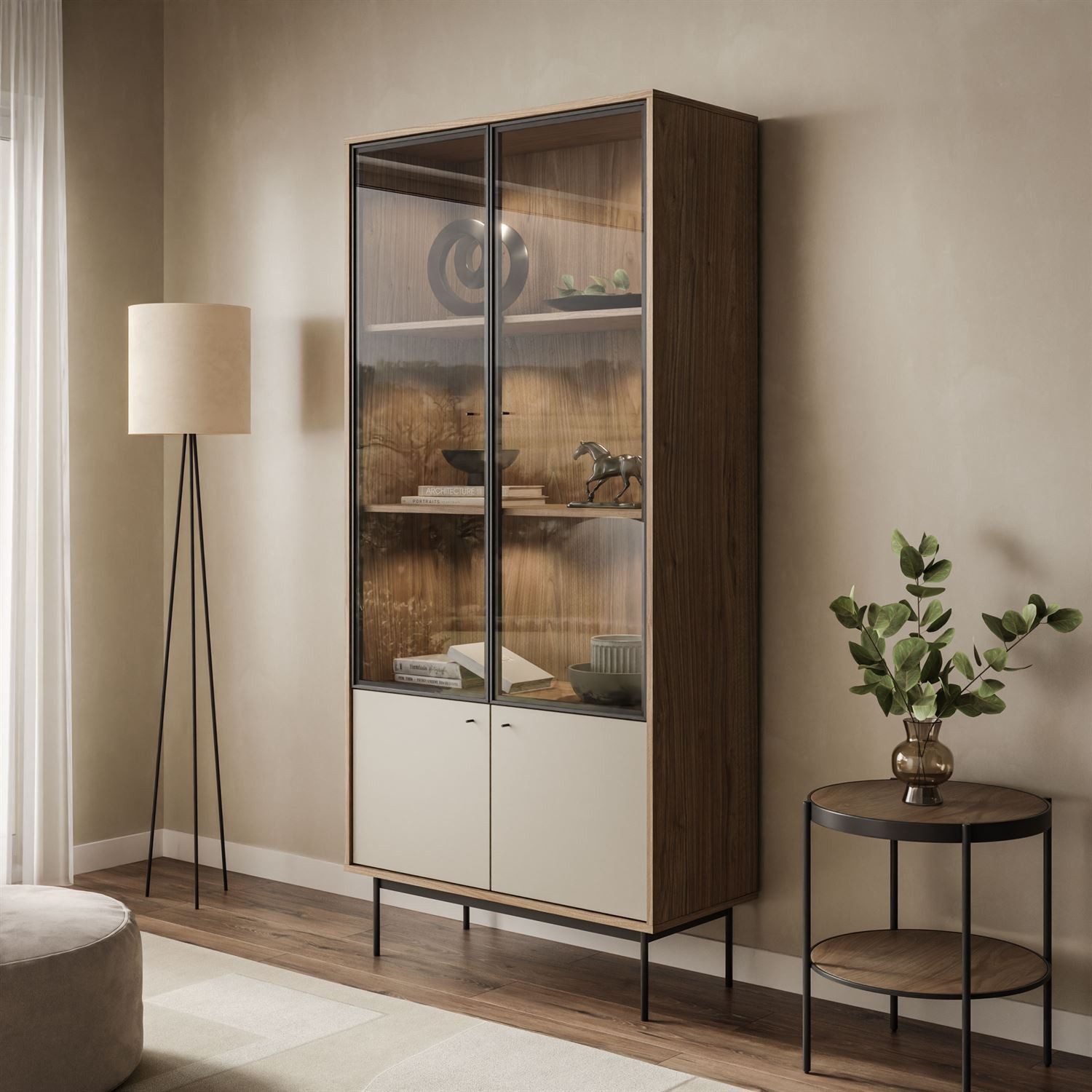 Lookway Standvitrine ISA Vitrine mit zwei Türen und LED-Beleuchtung Breite: 90 cm
