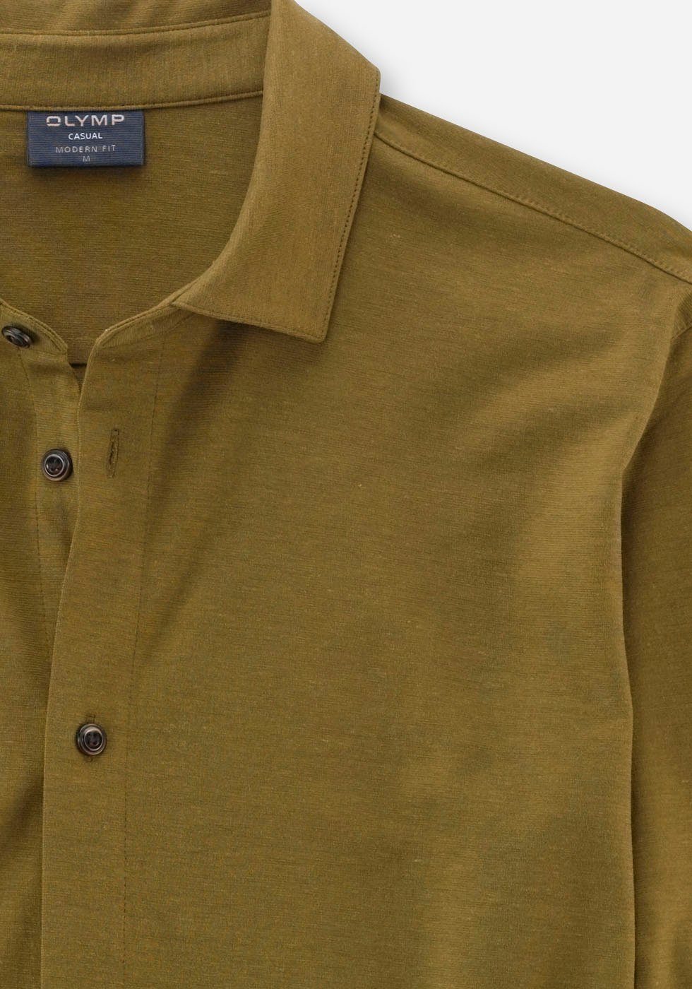 OLYMP Langarm-Poloshirt Modern Fit olive
