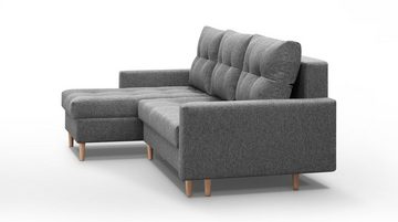 Beautysofa Polsterecke HALANT, Federkerns, Bettfunktion, links oder rechts montiebar, recycelten PET-Flaschen Material