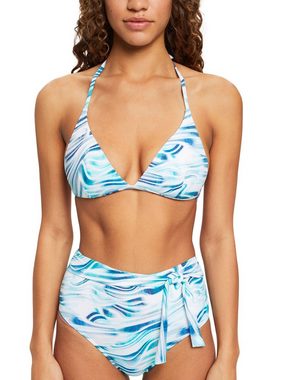 Esprit Triangel-Bikini-Top Wattiertes Neckholder-Bikinitop mit Wellenprint