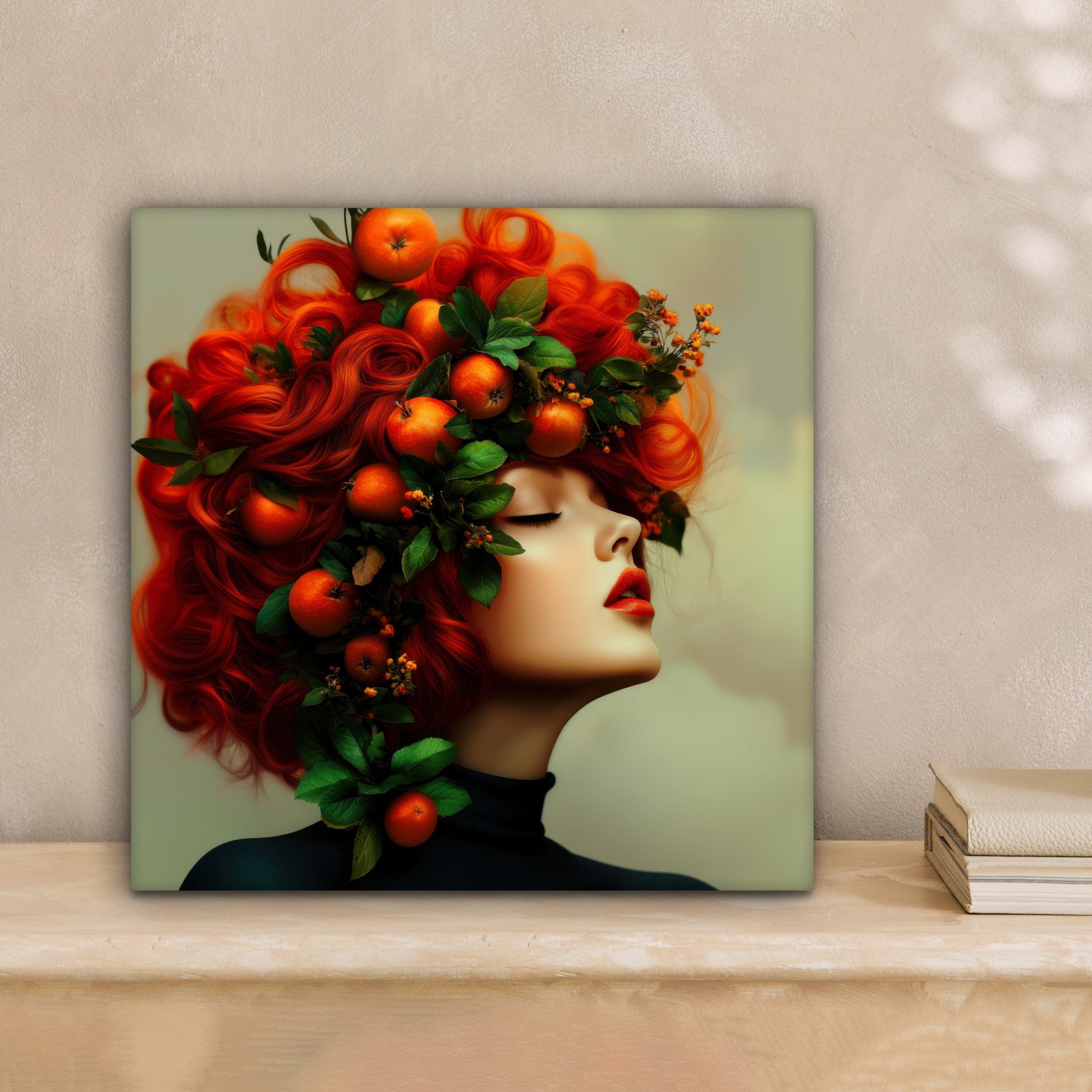 OneMillionCanvasses® Leinwandbild Frau - Äpfel - günstig online kaufen