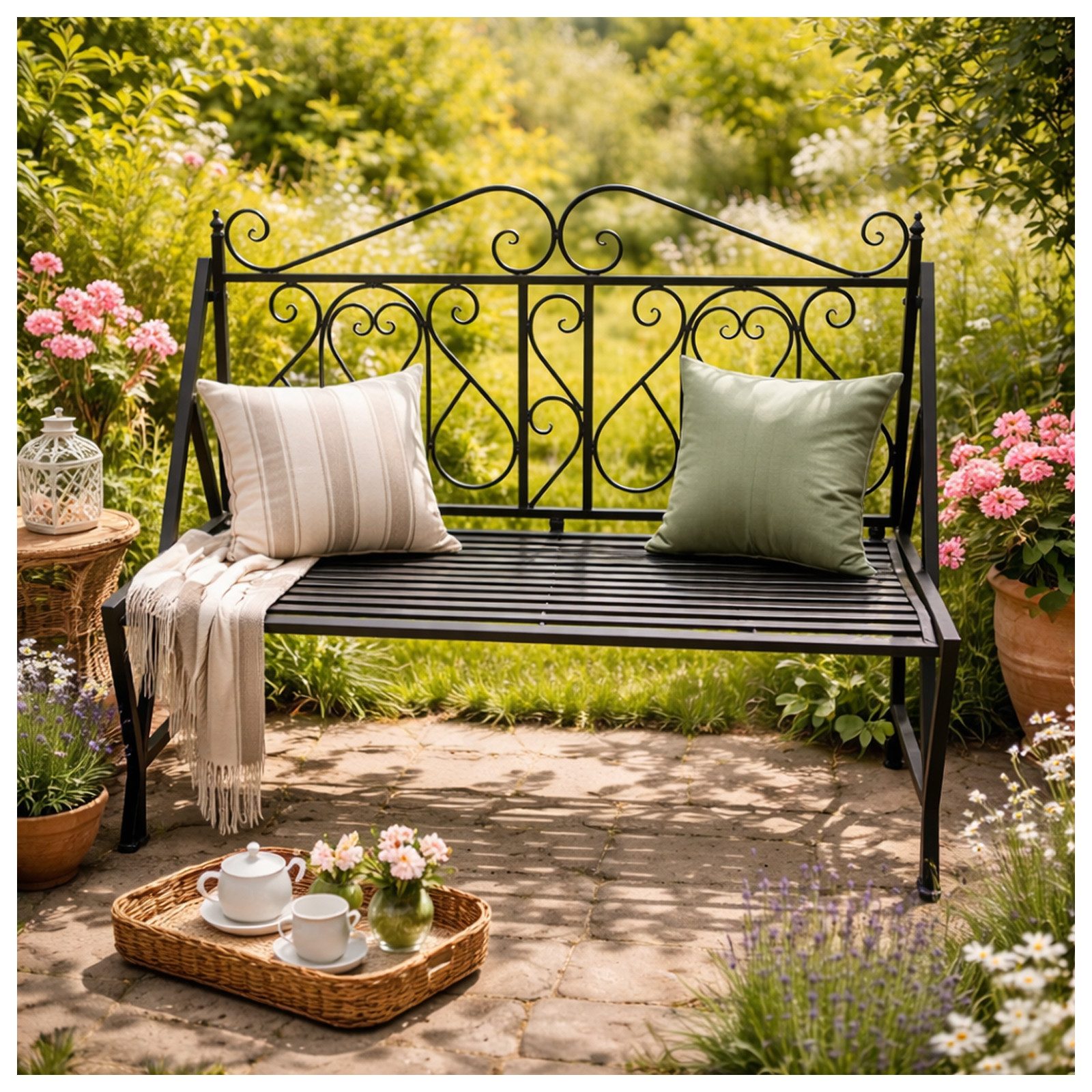 HTI-Living Gartenbank Gartenbank Solea Eisen Schwarz (Stück, 1-St., 1 Gartenbank)