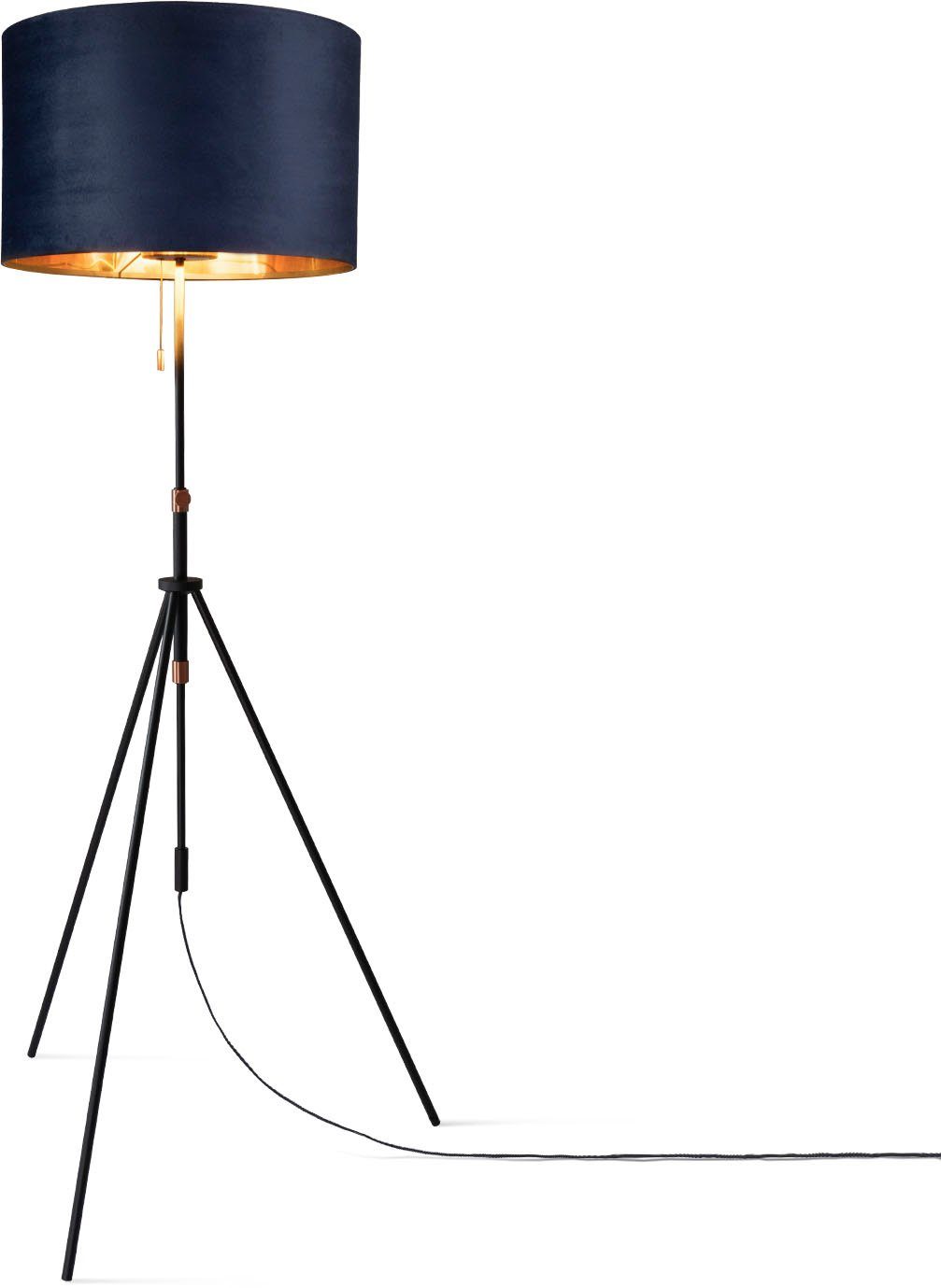 Paco Home Stehlampe Naomi uni Color, ohne Leuchtmittel, Wohnzimmer Höhenverstellbar 121,5 bis 176,5 cm Zugschalter Velour