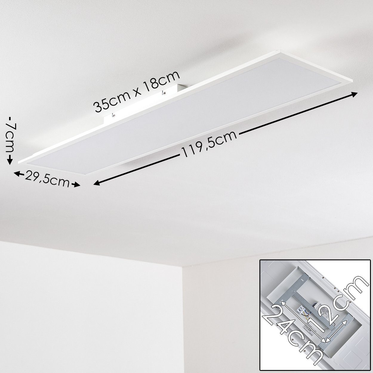 hofstein Panel aus »Posmon« Deckenpanel Kelvin, rechteckiges 4000 moderne Panel, 3000 Kunststoff Lumen, in Weiß, LED Deckenpanel