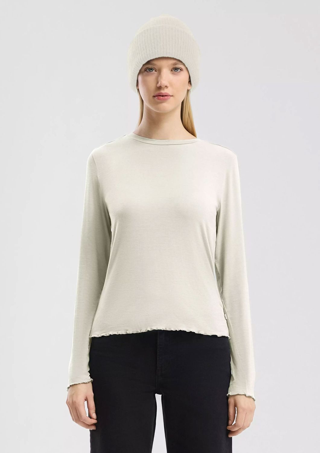 QS Longsleeve Langarmshirt aus Viskosestretch Rundhals, günstig online kaufen