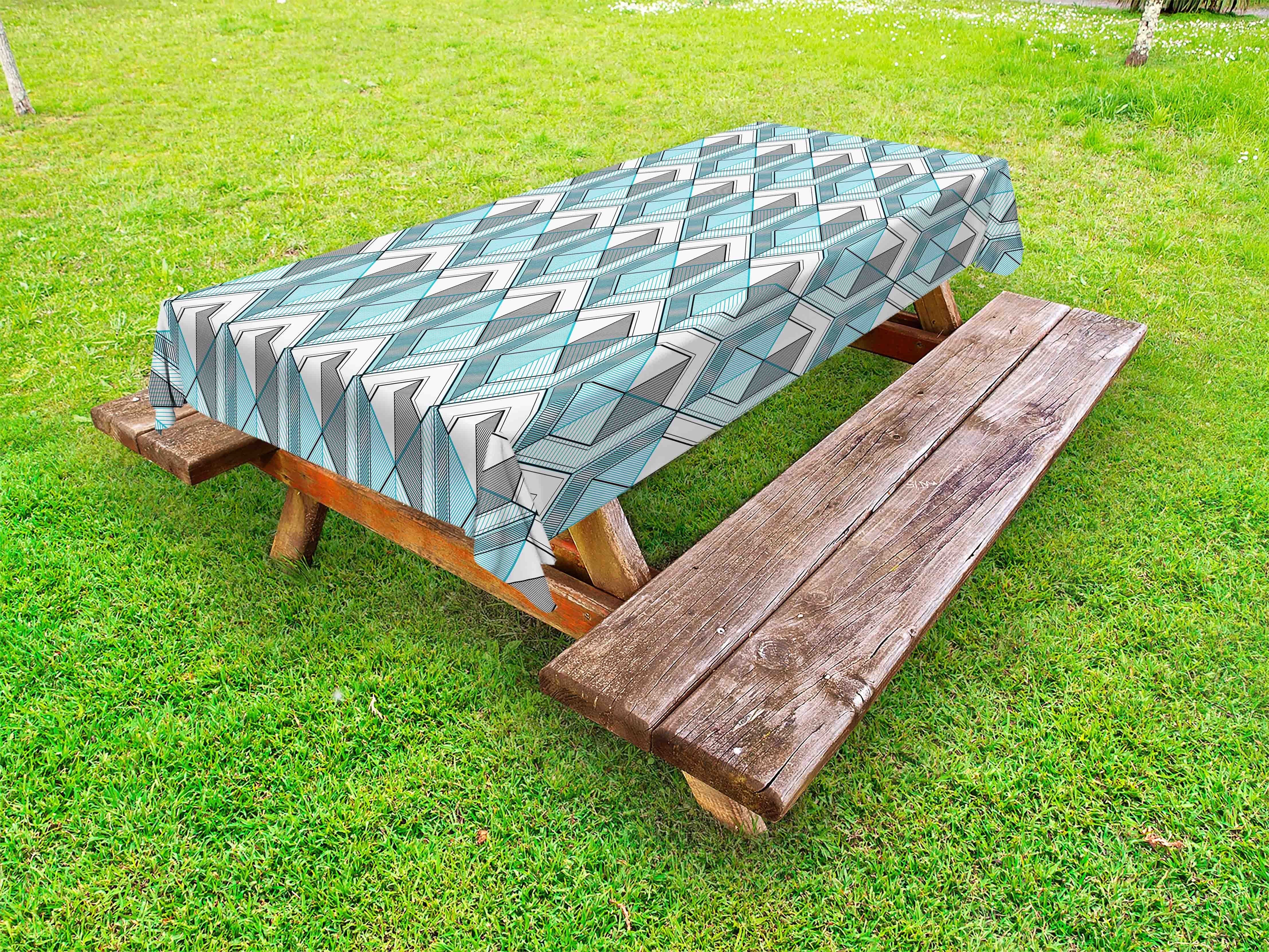 Abakuhaus Tischdecke dekorative waschbare Picknick-Tischdecke, Geometrisch Hexagons Streifen-Design