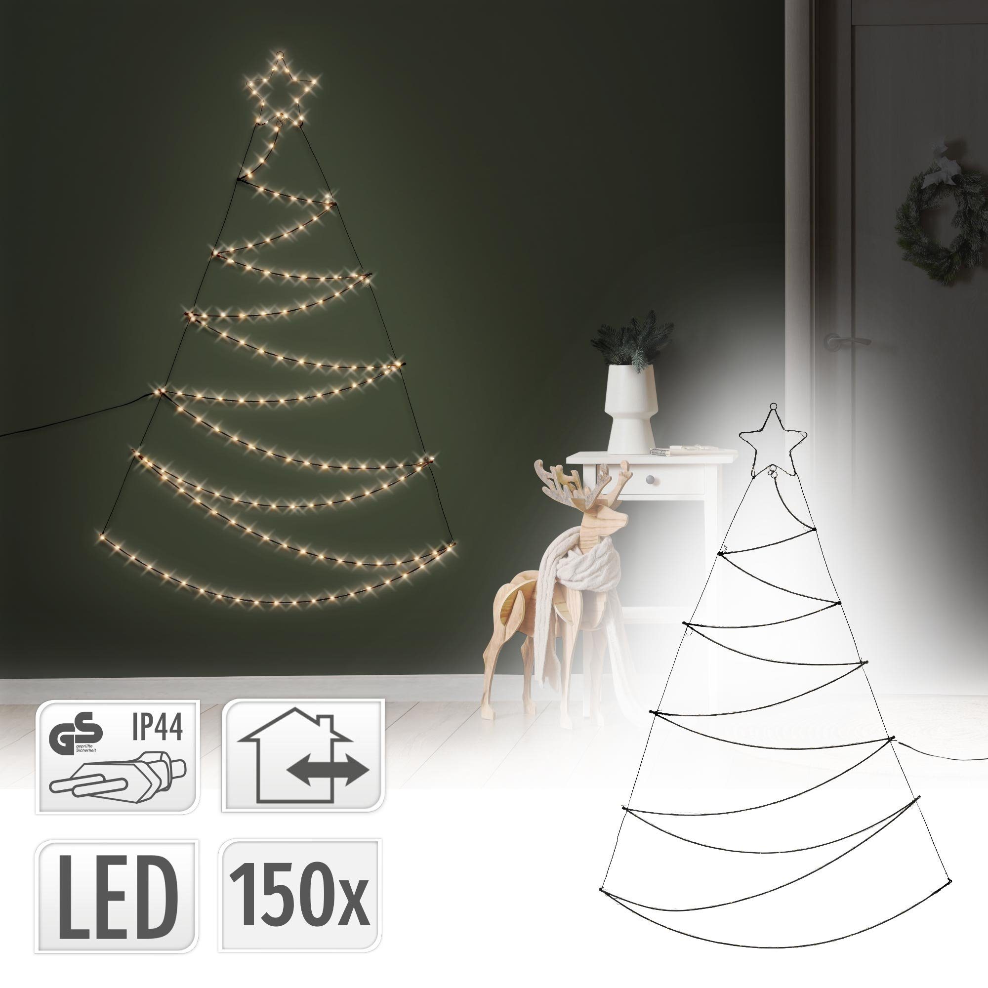 ECD Germany LED-Baum 100 cm mit 240 warmweiße LEDs, für Innen & Außen, IP44  Wasserdicht