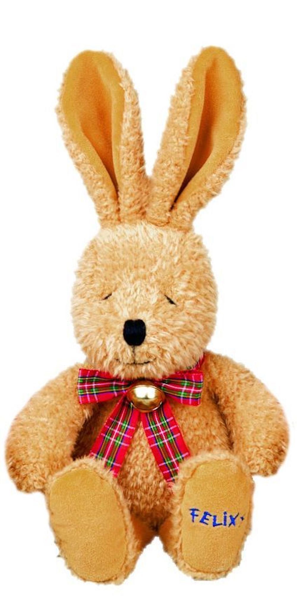 COPPENRATH DIE SPIEGELBURG Plüschfigur Plüschtier Felix mittel 31 cm braun (Set, 1-St., 1), mit Karoschleifchen und Glöckchen um den Hals