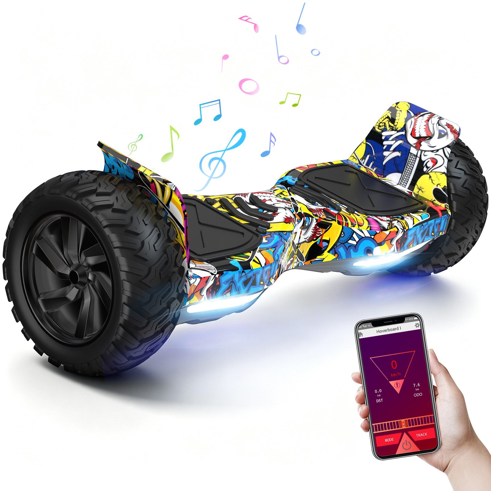 RCB Balance Scooter HM2 mit Leistungsstarkem Motor, 8.5" Hoverboard für alle Gelände, APP