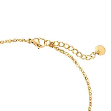MIRROSI Edelstahlarmband Damen Armband vergoldet Perlen 17+3cm Lang, mit einem charmanten Perlenanhänger veredelt