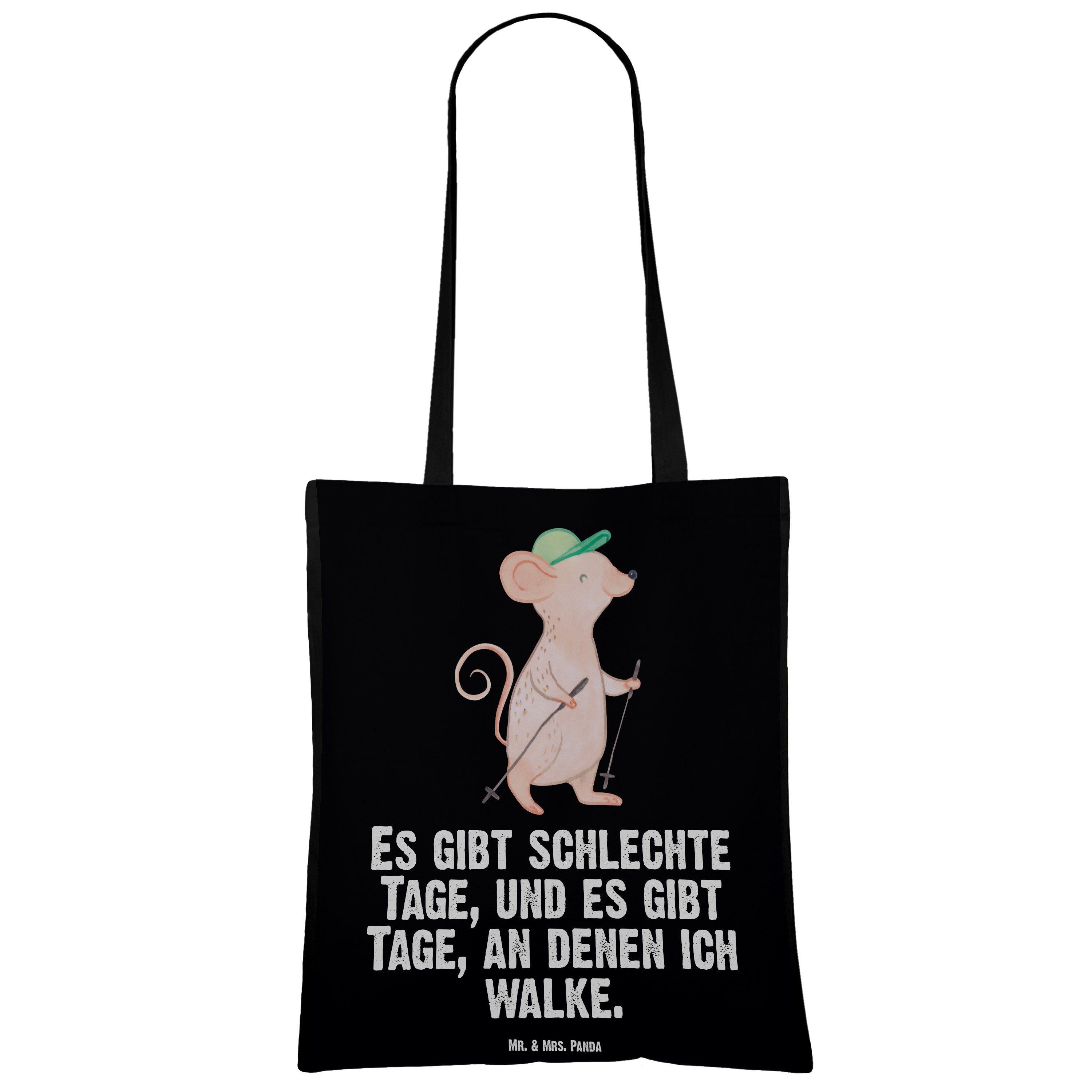 gehen, Walking & Panda Jutebeutel, (1-tlg) - Tage Tragetasche Schwarz Spazieren - Maus Mrs. Geschenk, Mr.