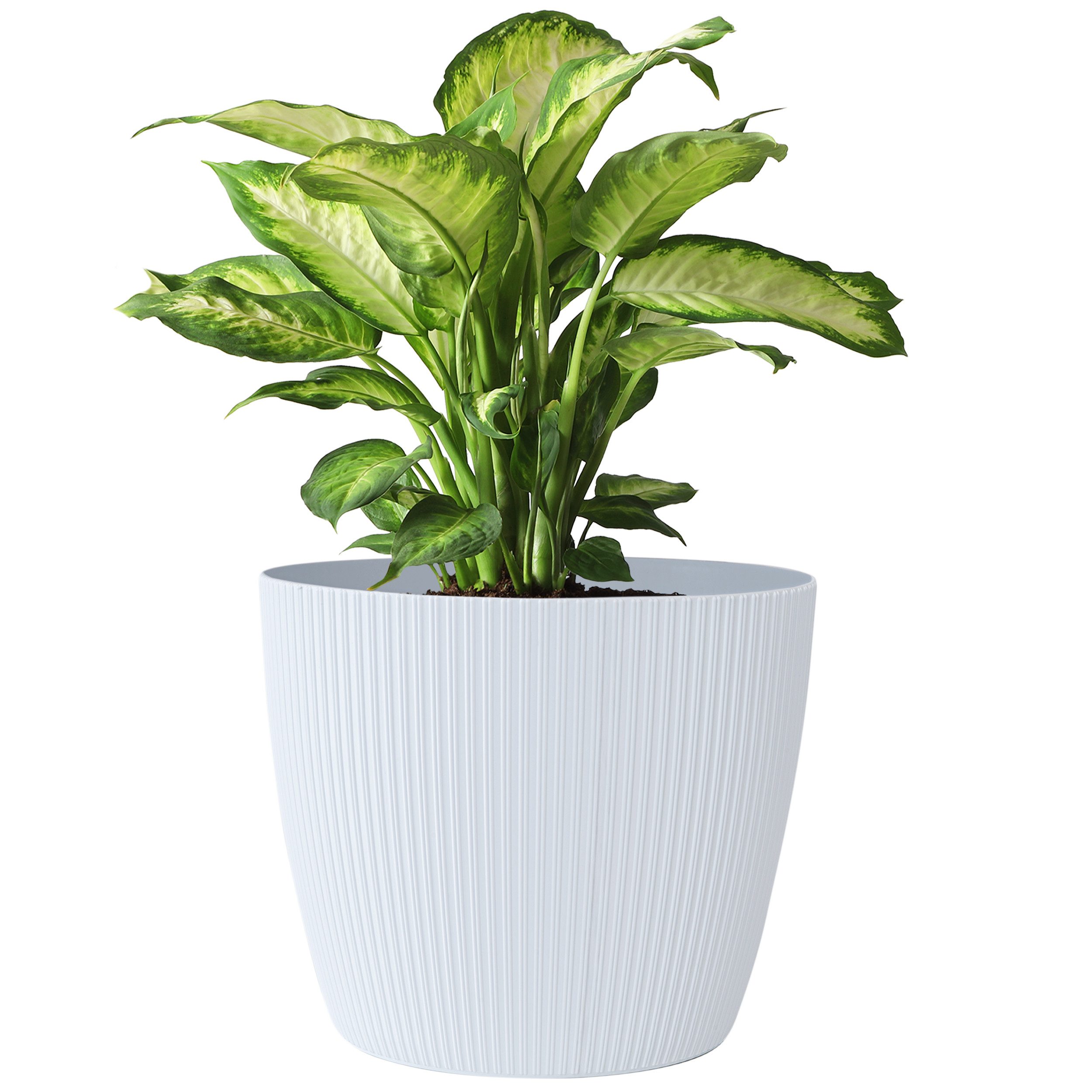 KONZEPT Blumentopf 5,2 l, gerillte Struktur 22 cm, Übertöpfe für Zimmerpflanzen, ideal für Wohnzimmer, Küche und Balkon