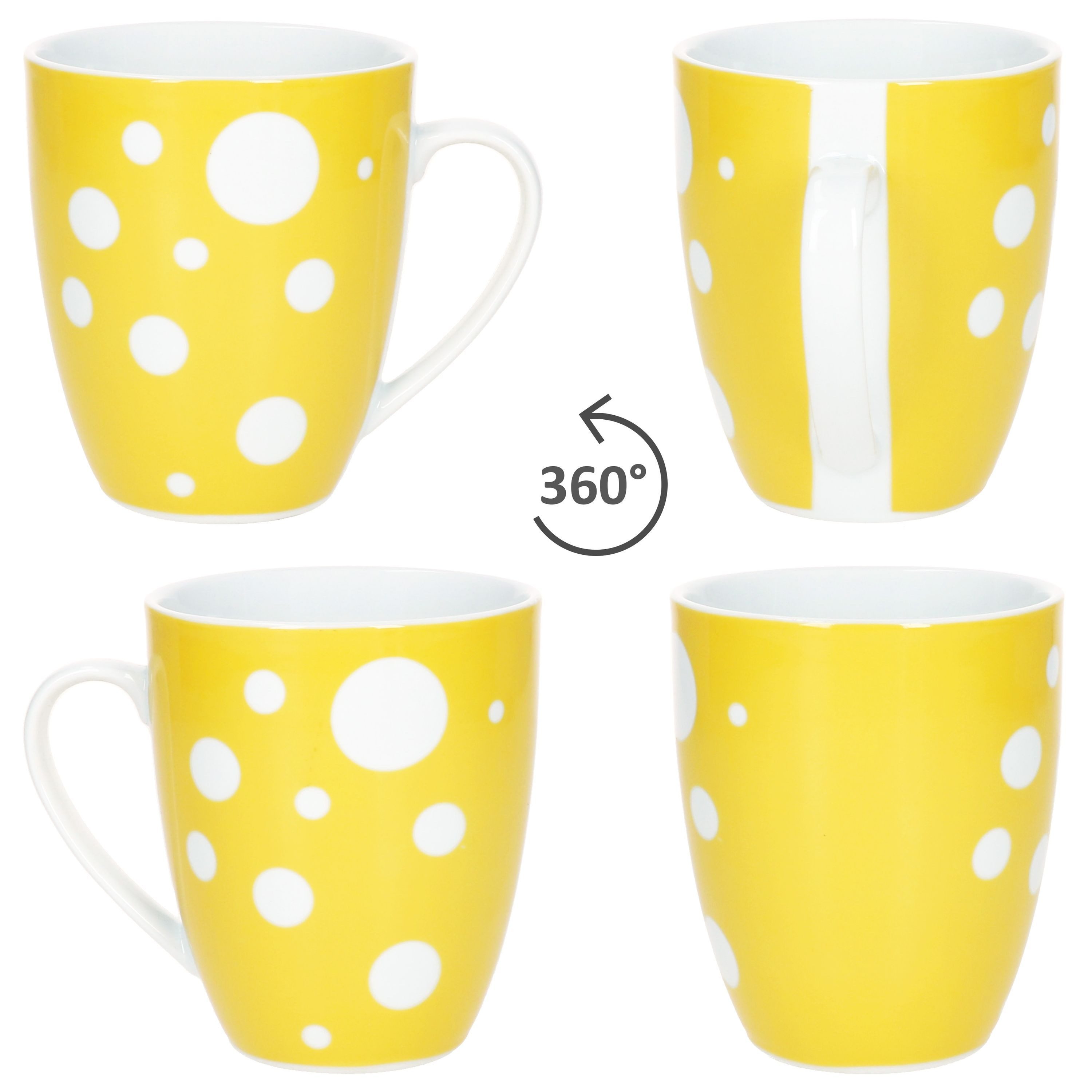 MamboCat Becher Pula gelb 6er Set Kaffeebecher 300ml Porzellan-Tasse 6 Pers. Punkte, Porzellan – Bild 3 von 5