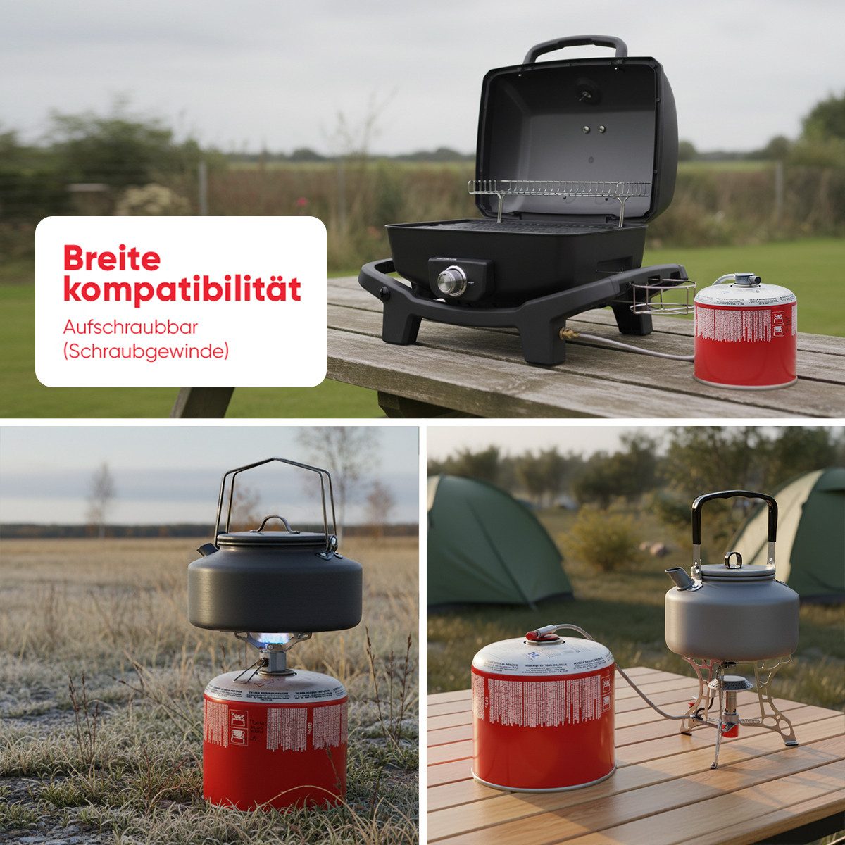 EVOCAMP Gaskartusche 6x Butangas Kartuschen 500g, Schraubkartusche mit Butan/ Propan Gas, 6 St. – Bild 5 von 5