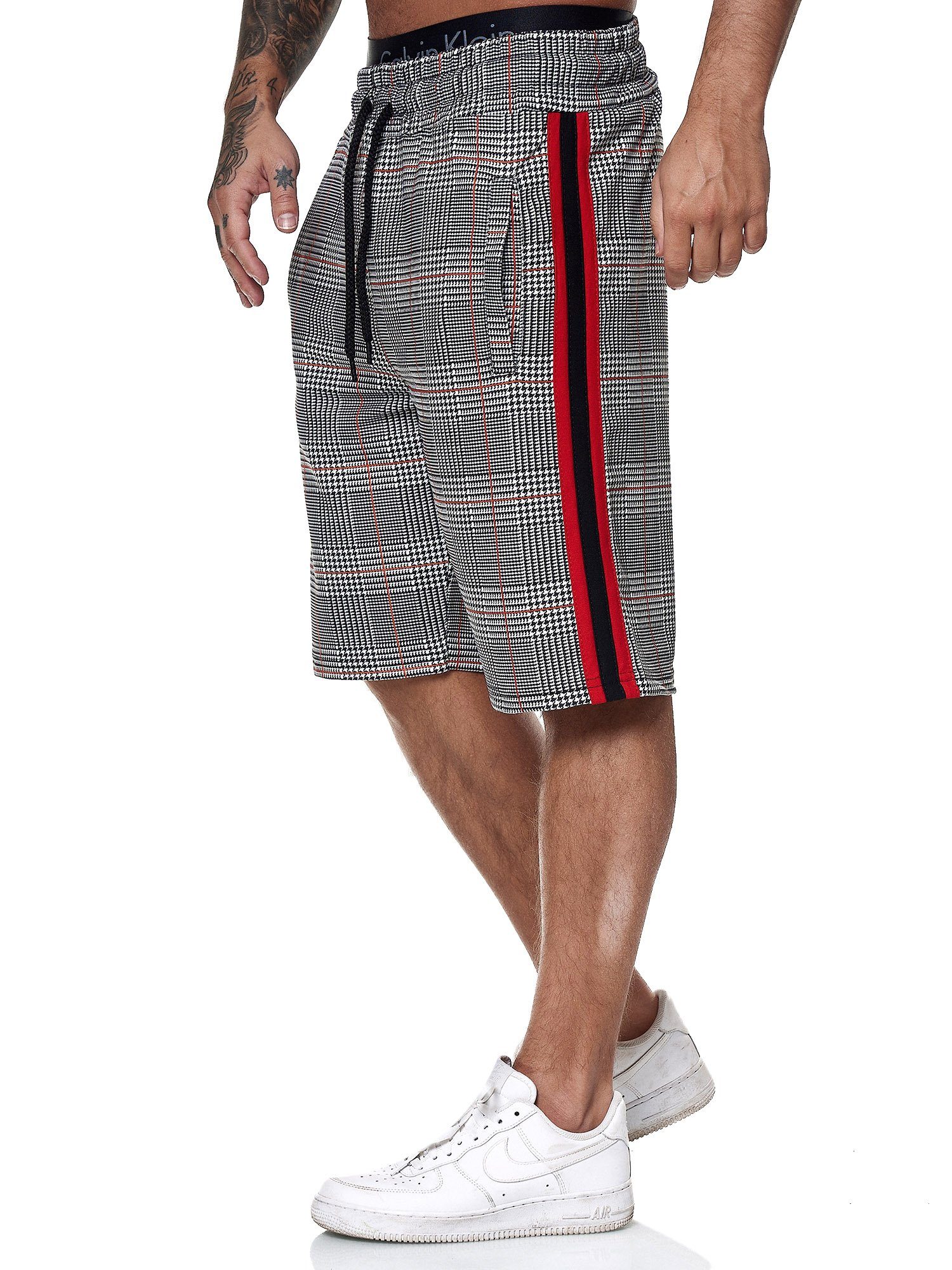 Hose Clubwear Streetwear Trainingsshorts Grau Short (1-tlg) Rot Jogger Jogging Herren Fitness Code47 Sporthose