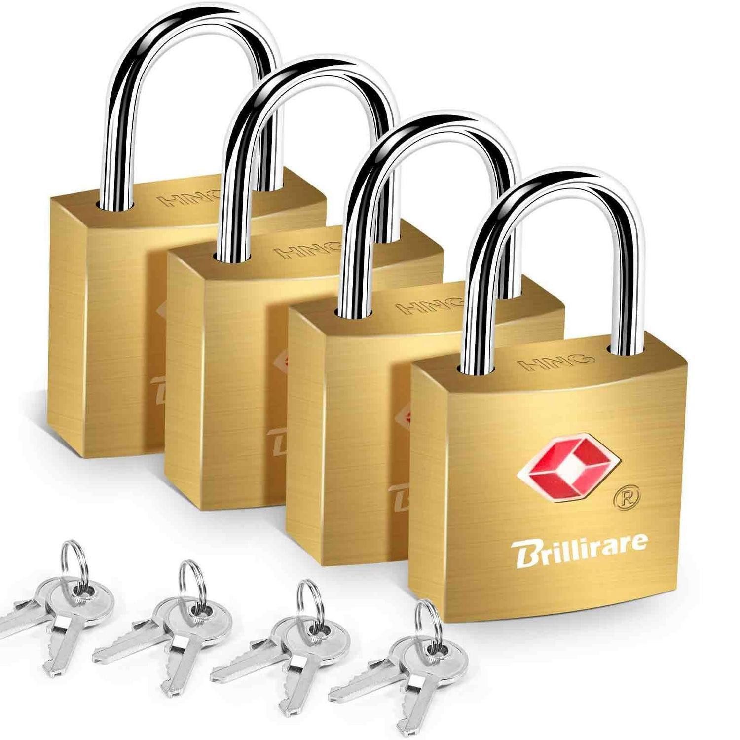 LuxusKollektion TSA-Vorhängeschloss Gepäckschloss TSA-zugelassen 4er Set Messing