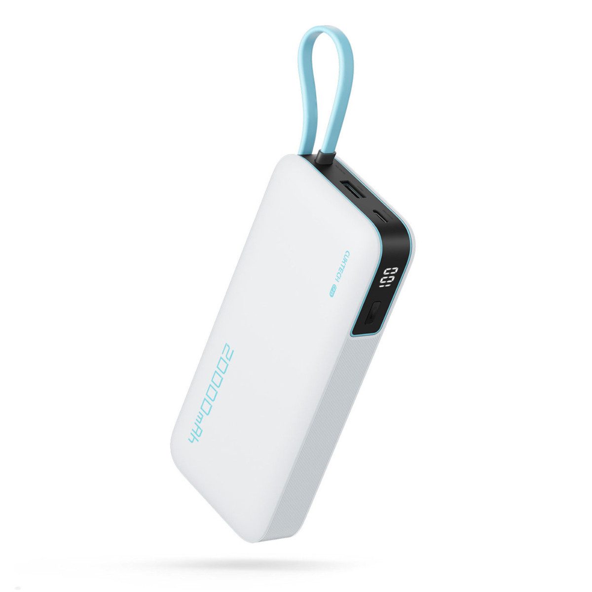 Cuktech CUKP200NGLLG Powerbank 20000 mAh (5, 9, 12, 15, 20 V), Integriertes USB-C Kabel mit Tragefunktion