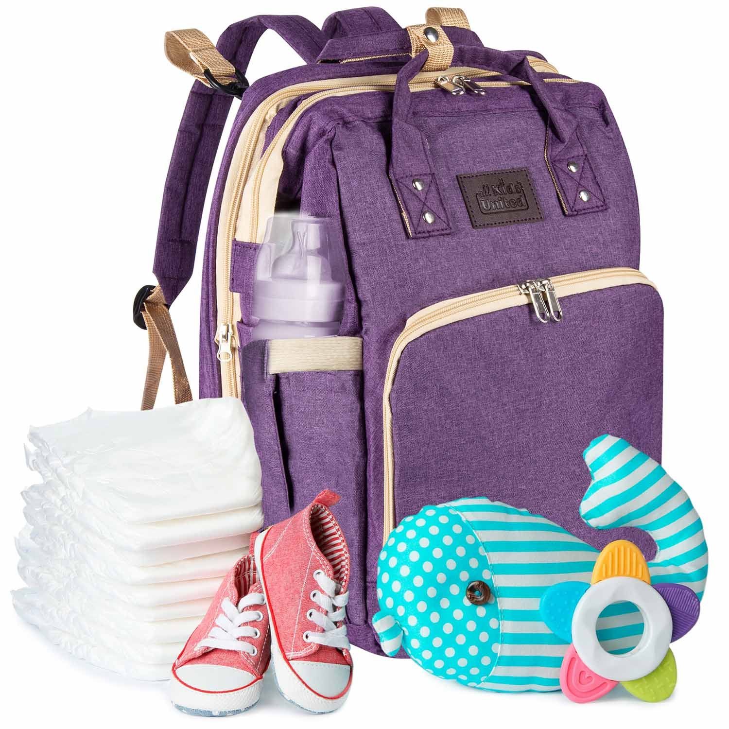 all Kids United Wickelrucksack ALL KIDS UNITED Deluxe Baby Rucksack – 2-in-1 Baby Rucksack mit Bett (Set, Baby-Rucksack, Wickelauflage, integriertem Babybett, Kinderwagen-Haken)
